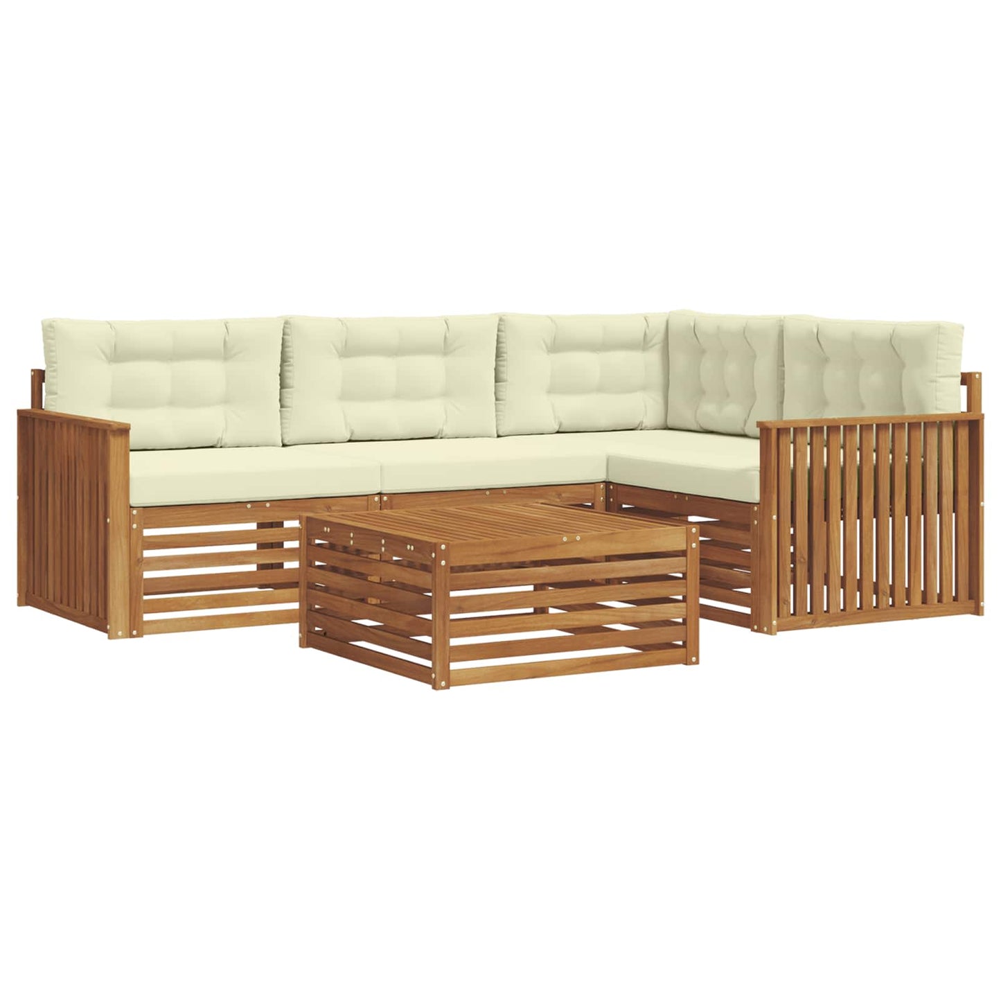 vidaXL Σειρά Καναπέ Εξωτερικού με μαξιλάρι 5 pcs Φυσικό και Κρέμα
