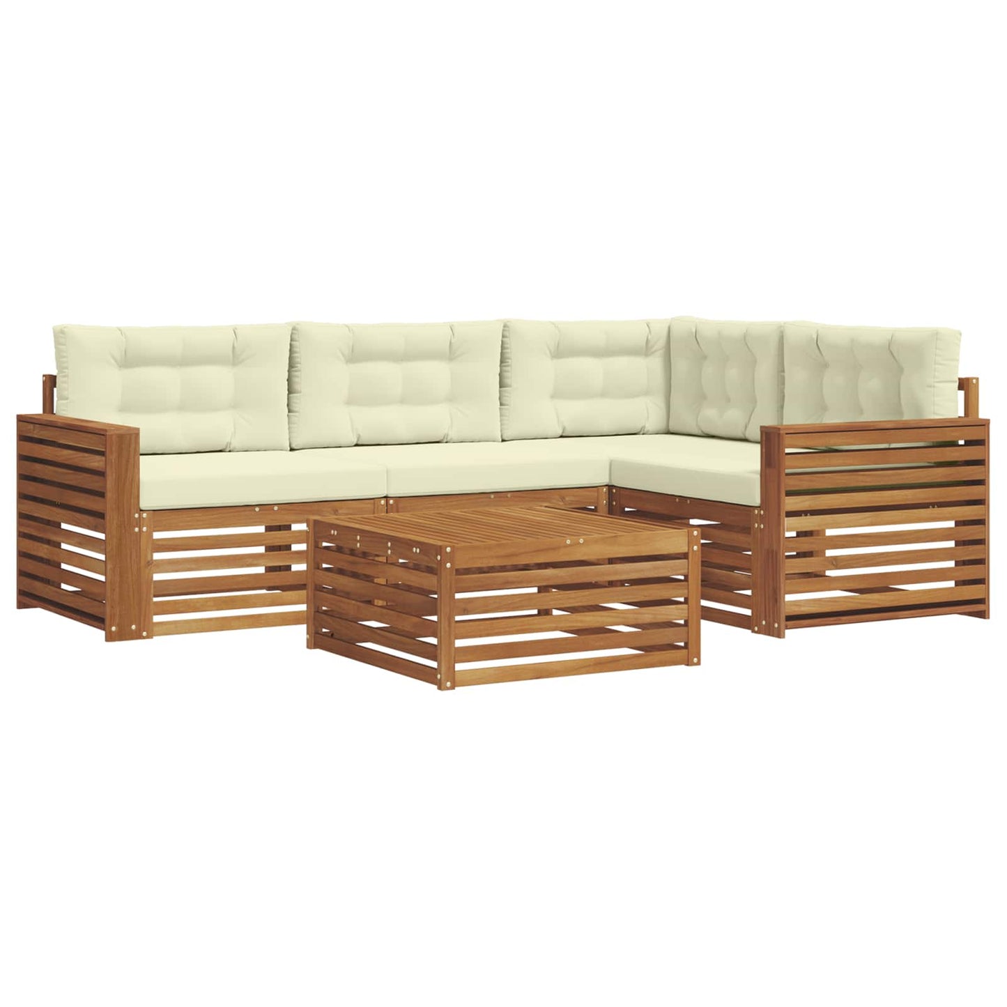 vidaXL Σειρά Καναπέ Εξωτερικού με μαξιλάρι 5 pcs Φυσικό και Κρέμα