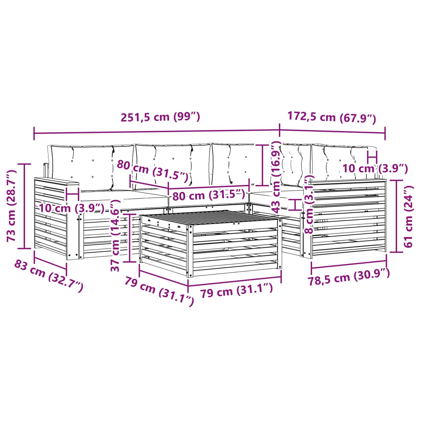vidaXL Σειρά Καναπέ Εξωτερικού 5 pcs Φυσικό και Ανοιχτό Γκρι