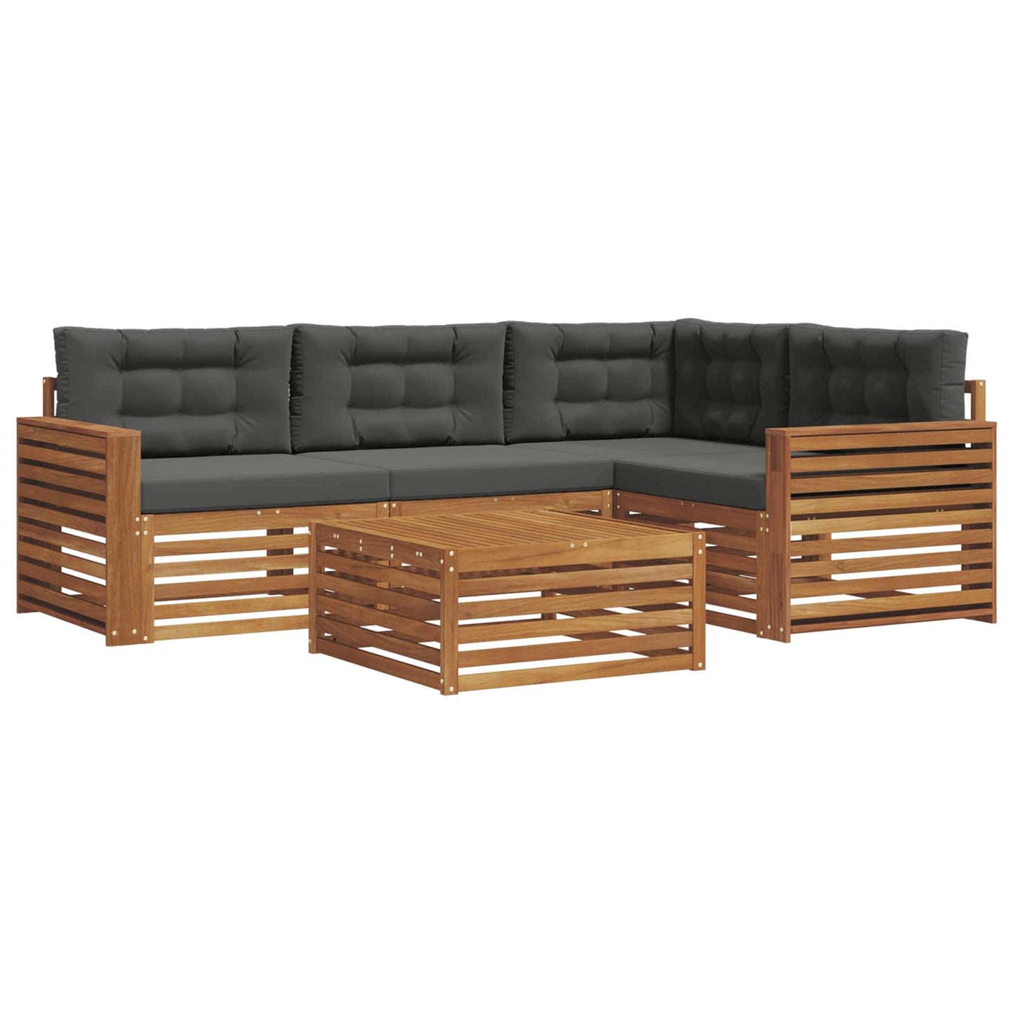 vidaXL Σειρά Καναπέ Εξωτερικού με μαξιλάρι 5 pcs Φυσικό και Ανθρακί