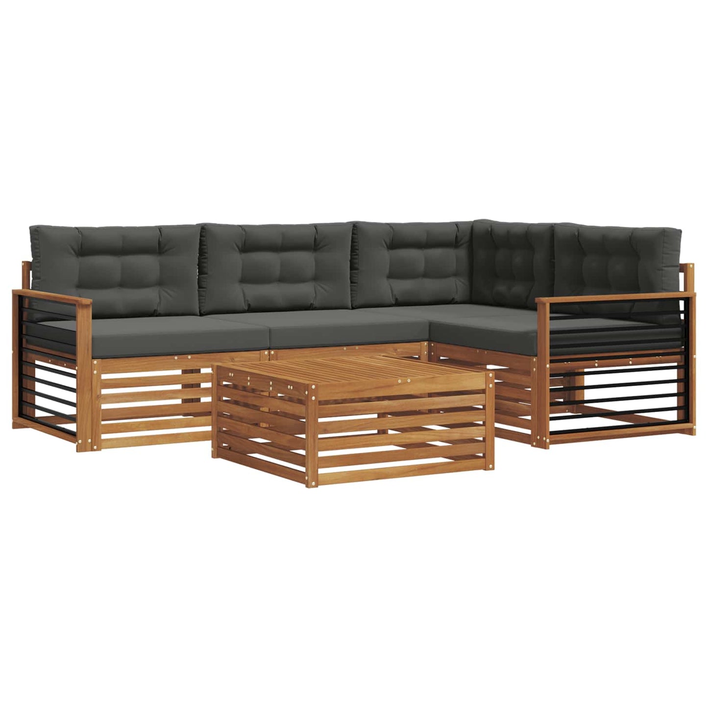vidaXL Σειρά Καναπέ Εξωτερικού με μαξιλάρι 5 pcs Φυσικό και Ανθρακί