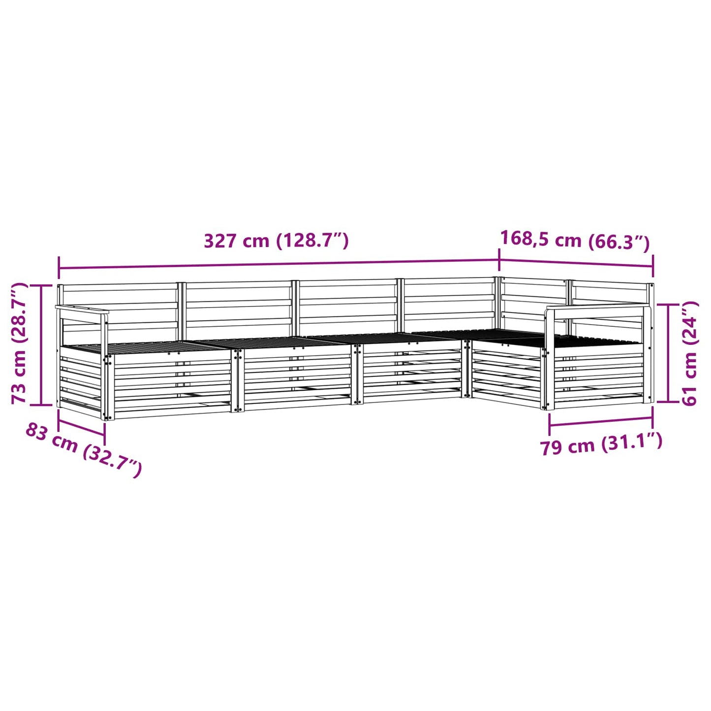 vidaXL Σειρά Καναπέ Εξωτερικού 5 pcs Φυσικό