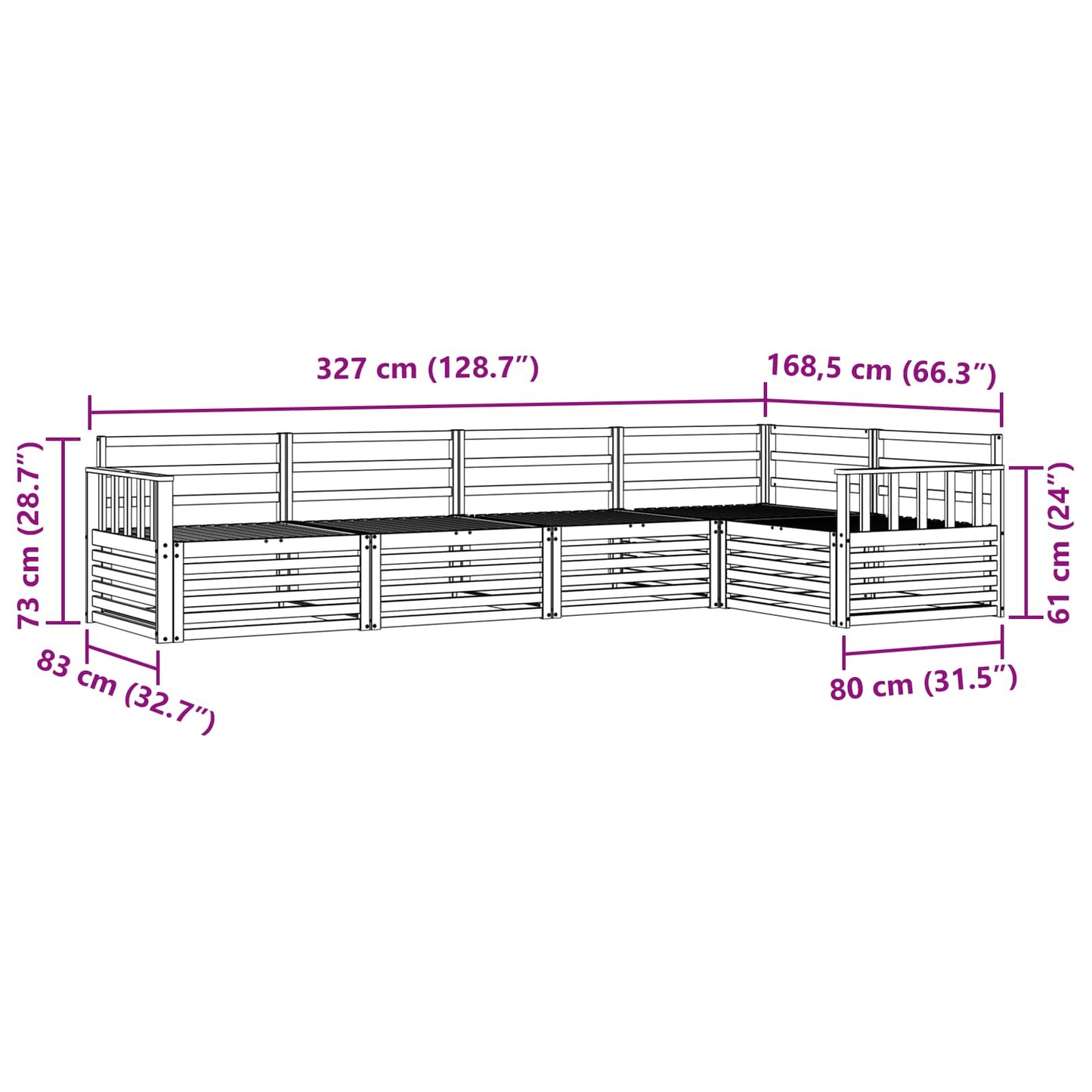 vidaXL Σειρά Καναπέ Εξωτερικού 5 pcs Φυσικό