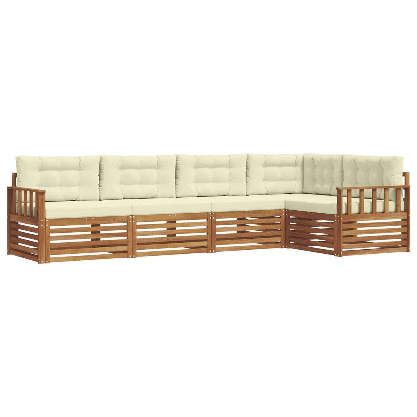 vidaXL Σειρά Καναπέ Εξωτερικού με μαξιλάρι 5 pcs Φυσικό και Κρέμα