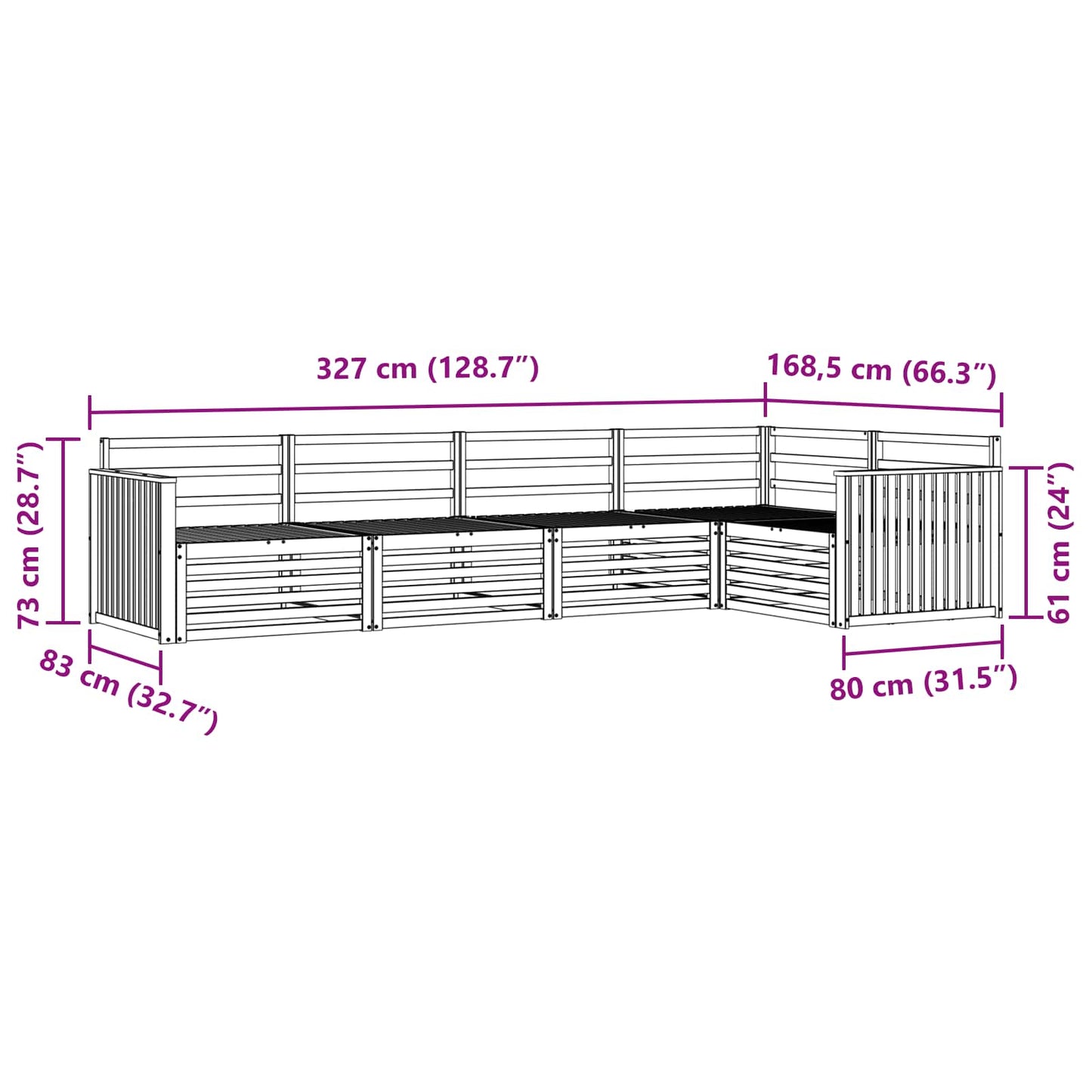 vidaXL Σειρά Καναπέ Εξωτερικού 5 pcs Φυσικό