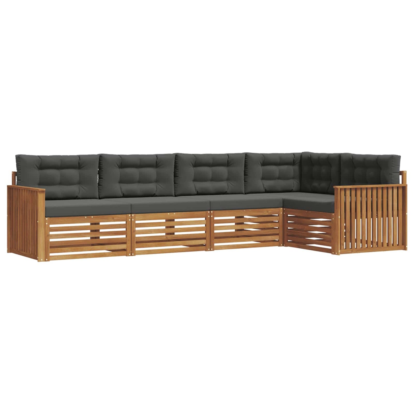 vidaXL Σειρά Καναπέ Εξωτερικού με μαξιλάρι 5 pcs Φυσικό και Ανθρακί