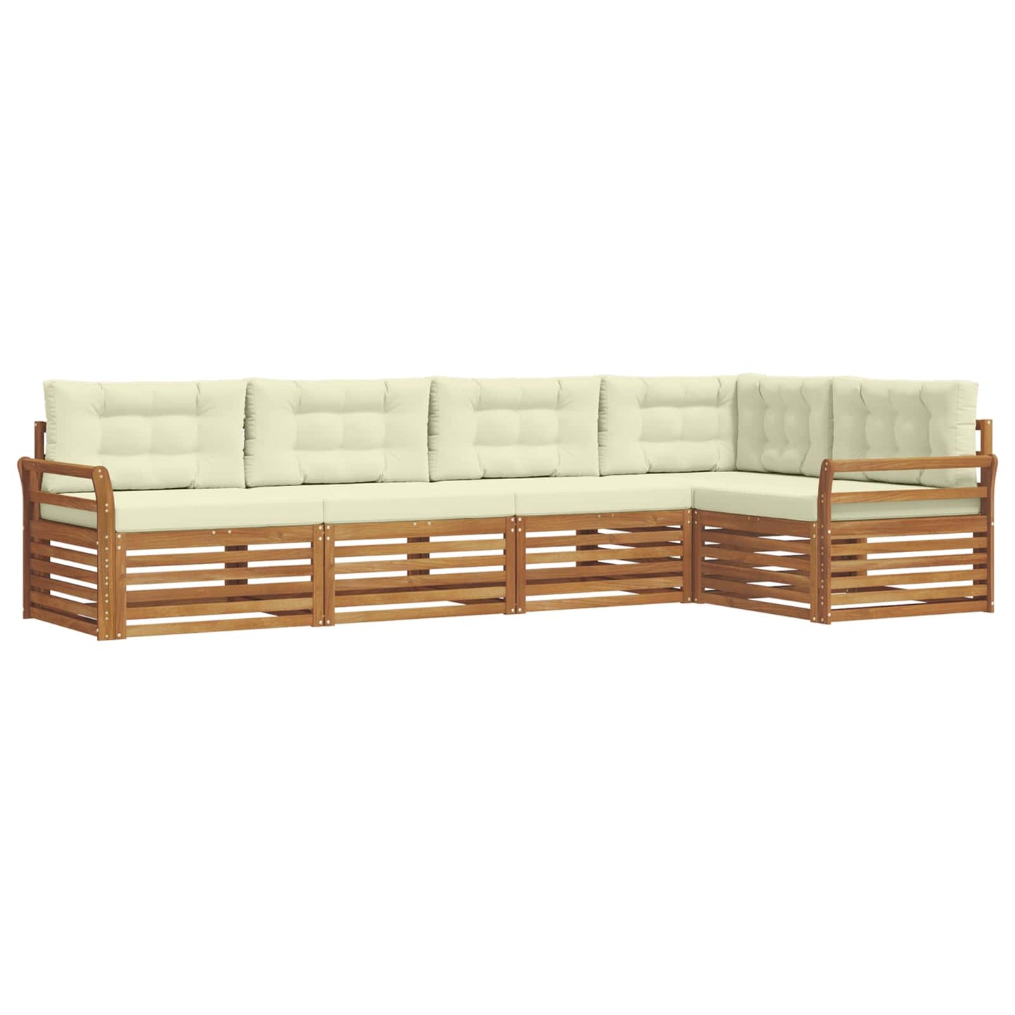 vidaXL Σειρά Καναπέ Εξωτερικού με μαξιλάρι 5 pcs Φυσικό και Κρέμα