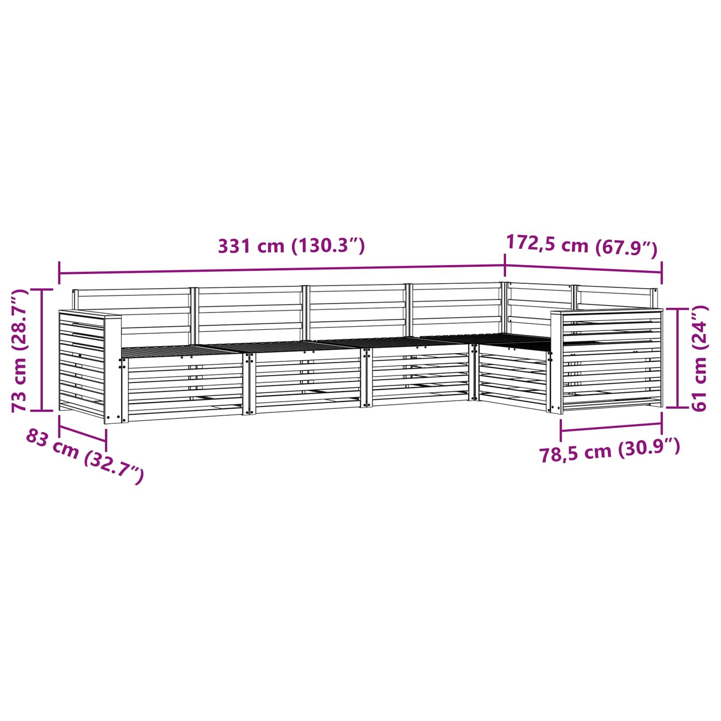 vidaXL Σειρά Καναπέ Εξωτερικού 5 pcs Φυσικό