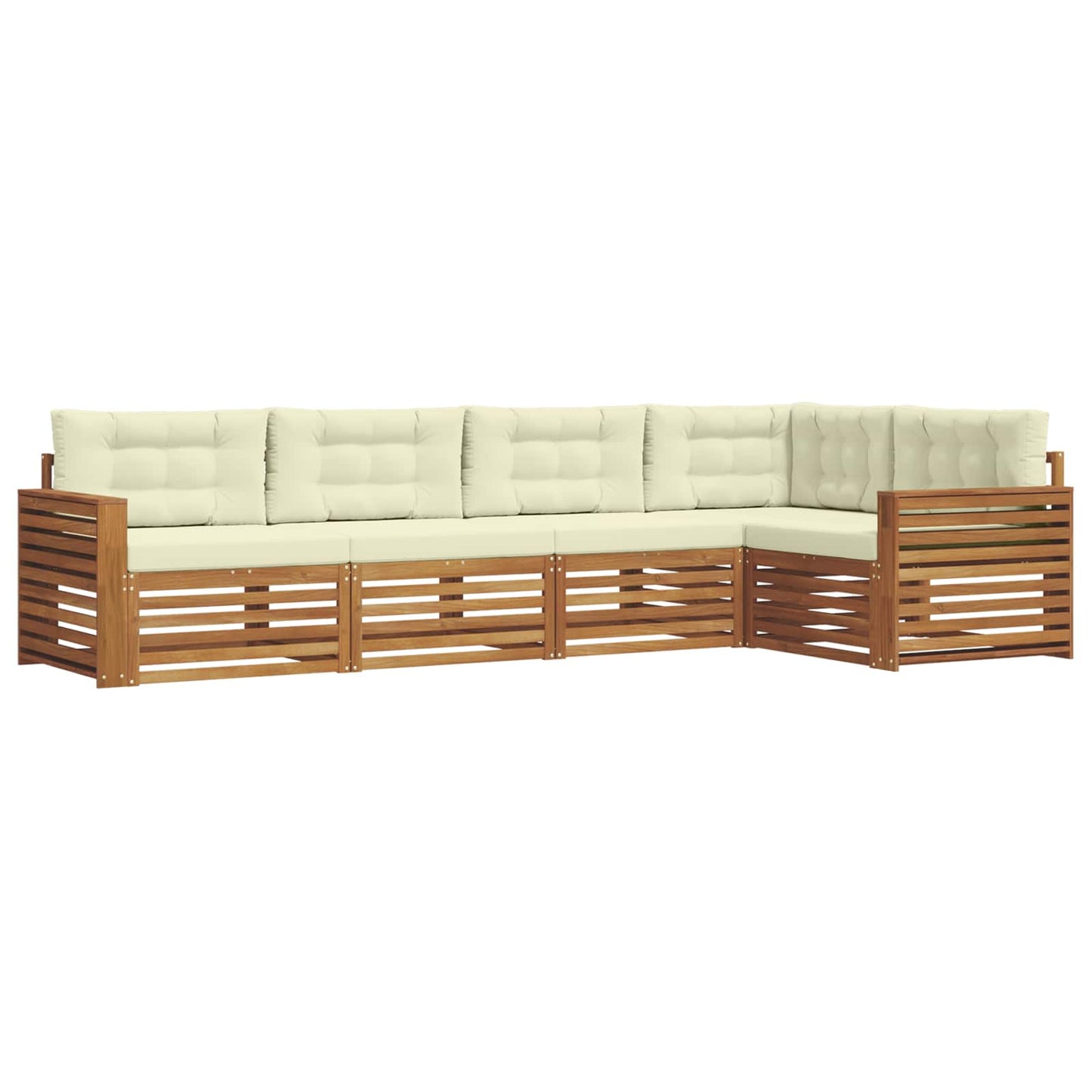 vidaXL Σειρά Καναπέ Εξωτερικού με μαξιλάρι 5 pcs Φυσικό και Κρέμα