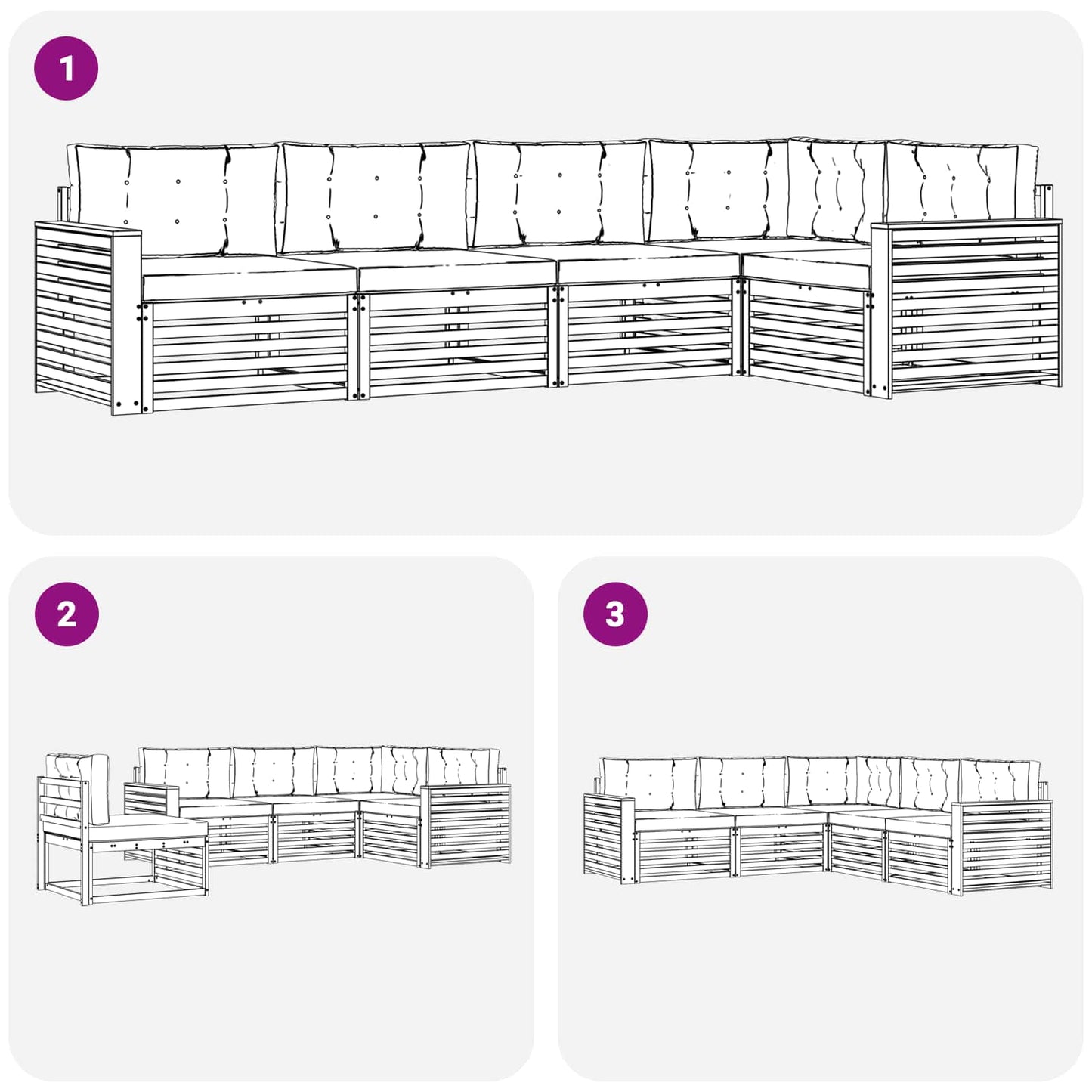 vidaXL Σειρά Καναπέ Εξωτερικού με μαξιλάρι 5 pcs Φυσικό και Κρέμα