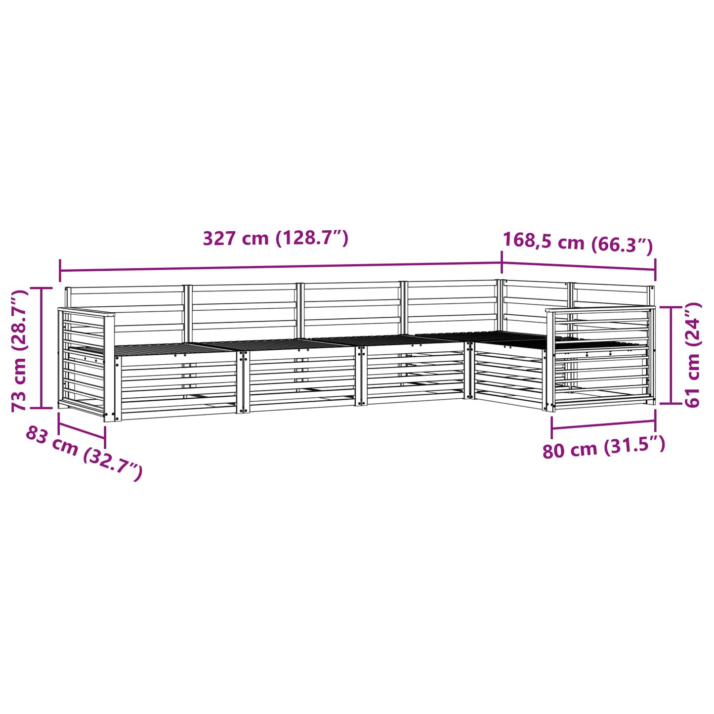 vidaXL Σειρά Καναπέ Εξωτερικού 5 pcs Φυσικό