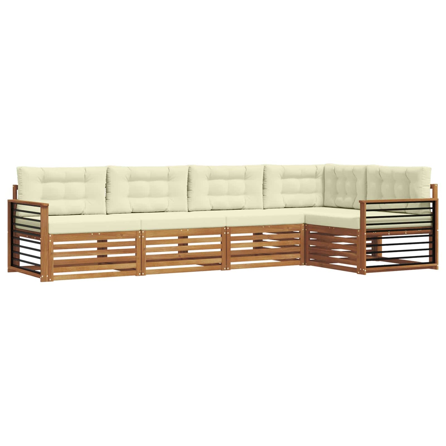 vidaXL Σειρά Καναπέ Εξωτερικού με μαξιλάρι 5 pcs Φυσικό και Κρέμα