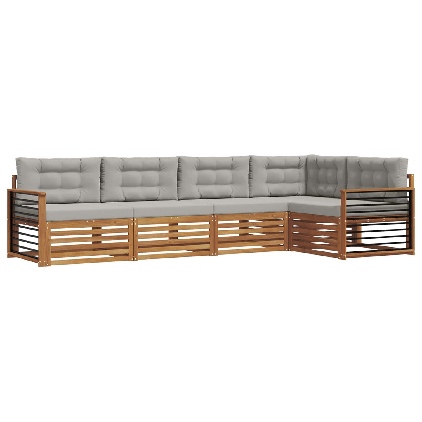 vidaXL Σειρά Καναπέ Εξωτερικού 5 pcs Φυσικό και Ανοιχτό Γκρι
