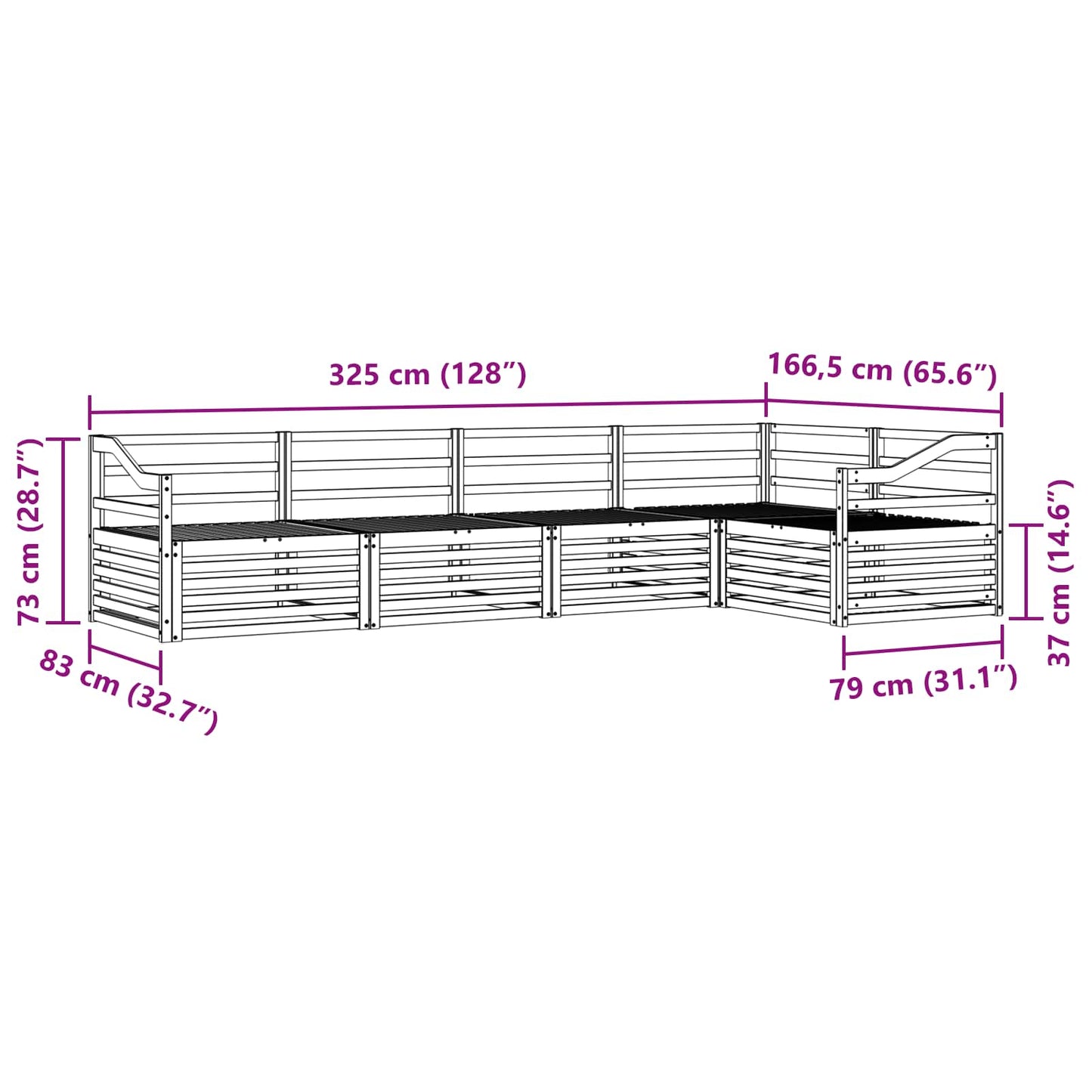 vidaXL Σειρά Καναπέ Εξωτερικού 5 pcs Φυσικό