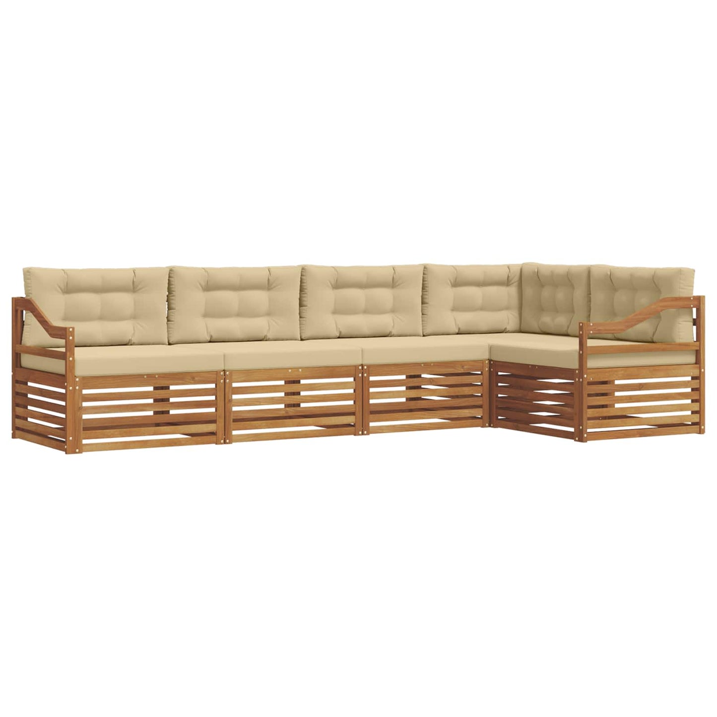 vidaXL Σειρά Καναπέ Εξωτερικού με μαξιλάρι 5 pcs Φυσικό και Μπεζ