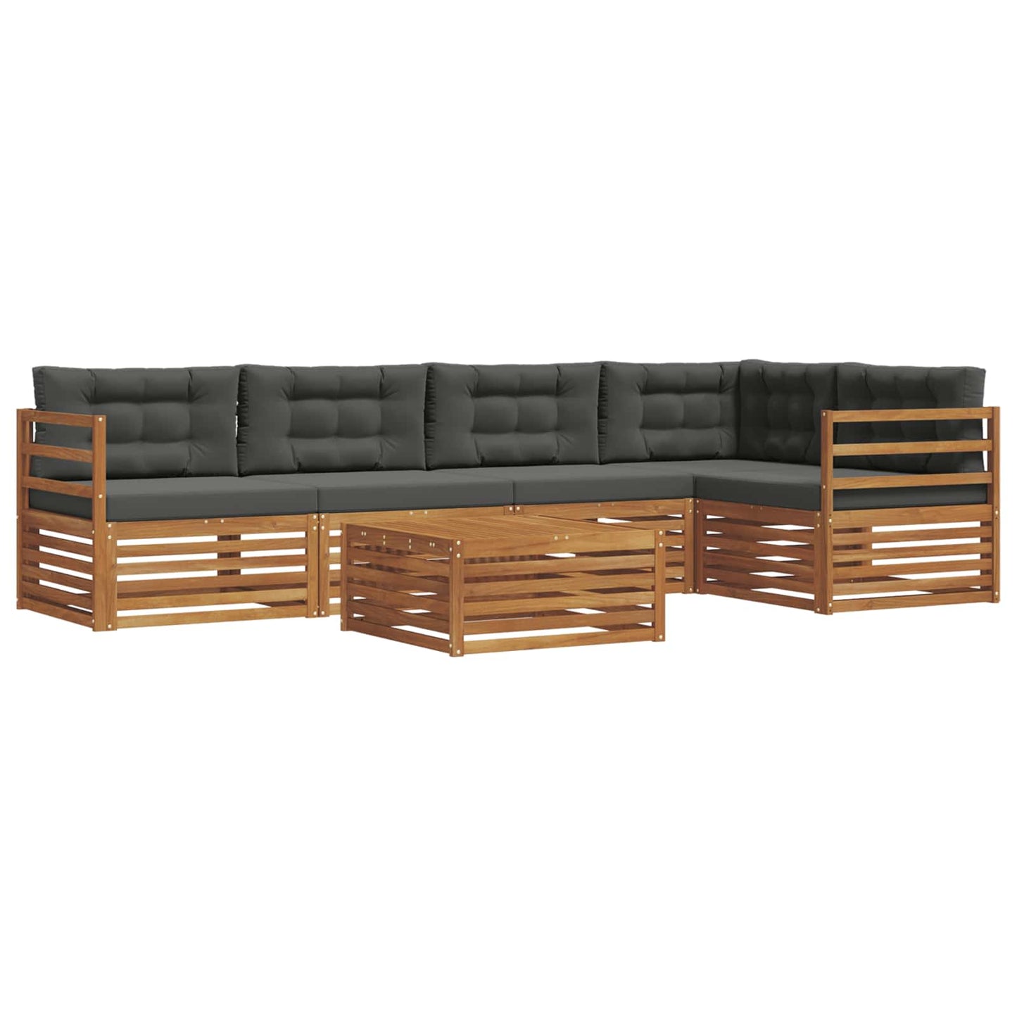 vidaXL Σειρά Καναπέ Εξωτερικού με μαξιλάρι 6 pcs Φυσικό και Ανθρακί