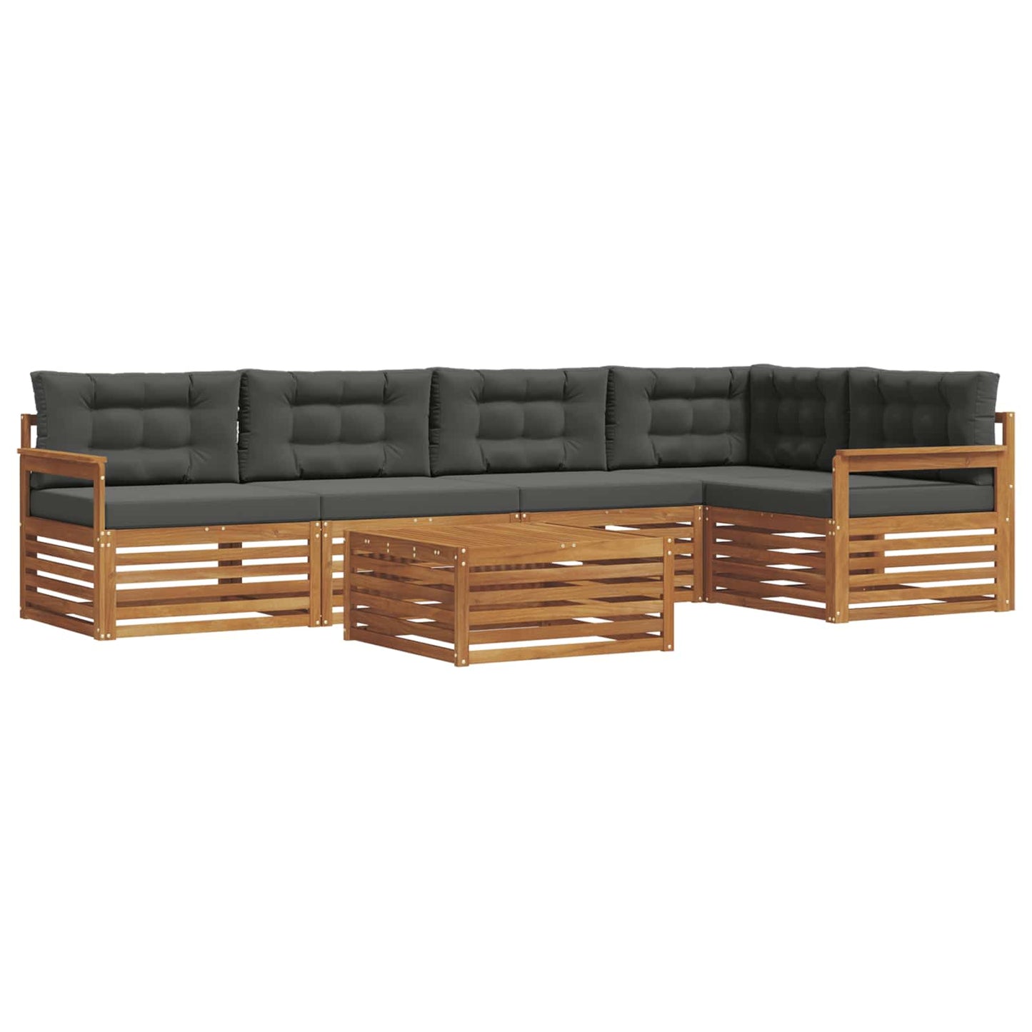 vidaXL Σειρά Καναπέ Εξωτερικού με μαξιλάρι 6 pcs Φυσικό και Ανθρακί