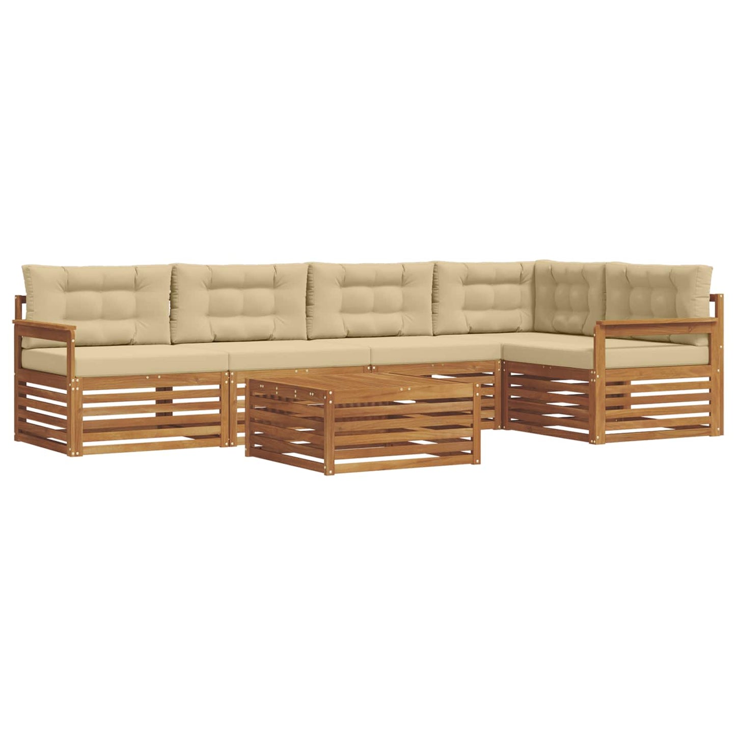 vidaXL Σειρά Καναπέ Εξωτερικού με μαξιλάρι 6 pcs Φυσικό και Μπεζ