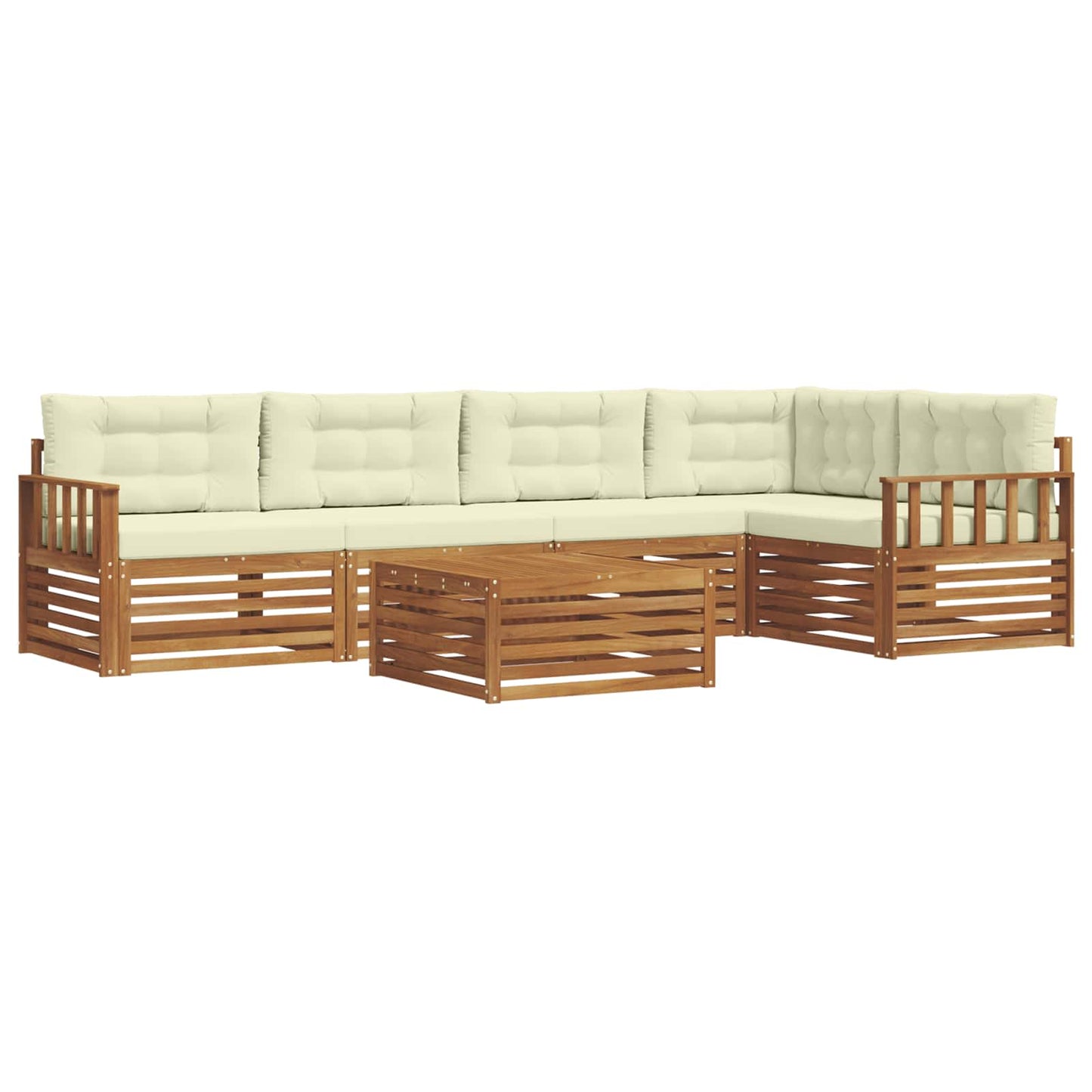 vidaXL Σειρά Καναπέ Εξωτερικού με μαξιλάρι 6 pcs Φυσικό και Κρέμα