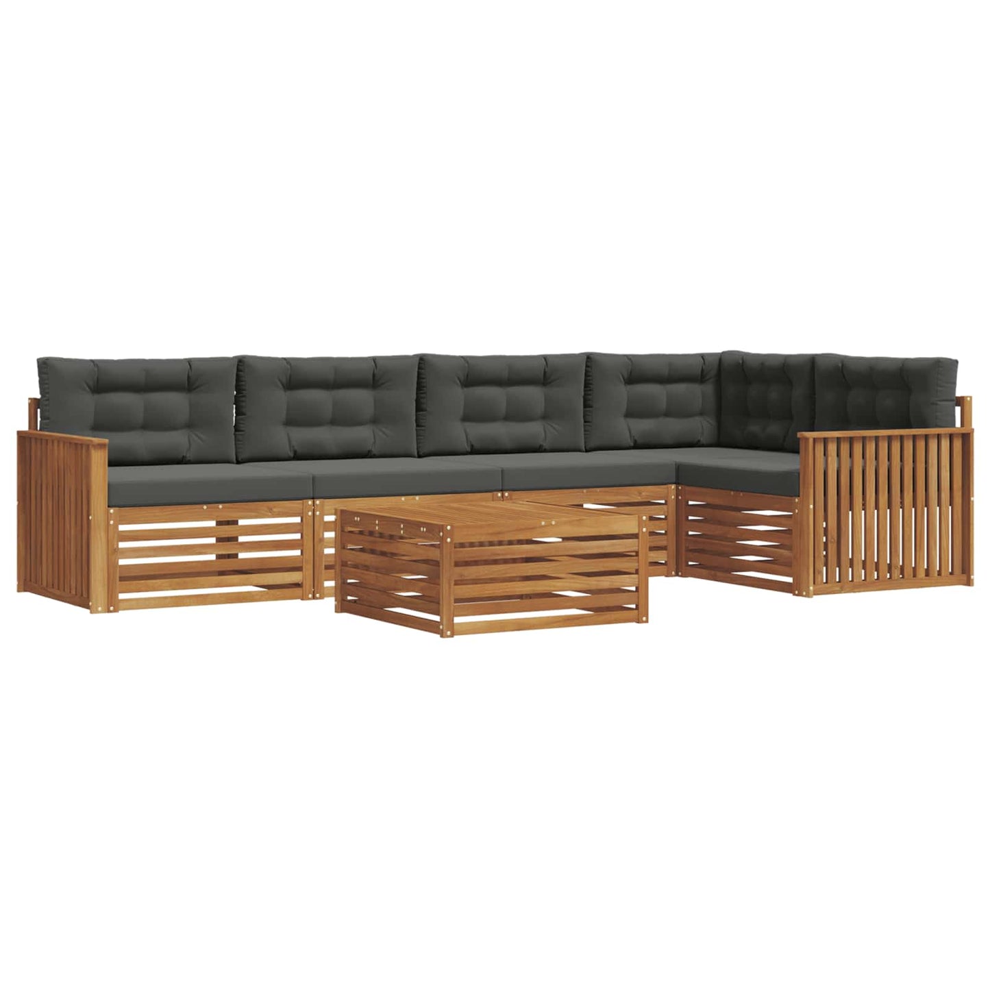 vidaXL Σειρά Καναπέ Εξωτερικού με μαξιλάρι 6 pcs Φυσικό και Ανθρακί
