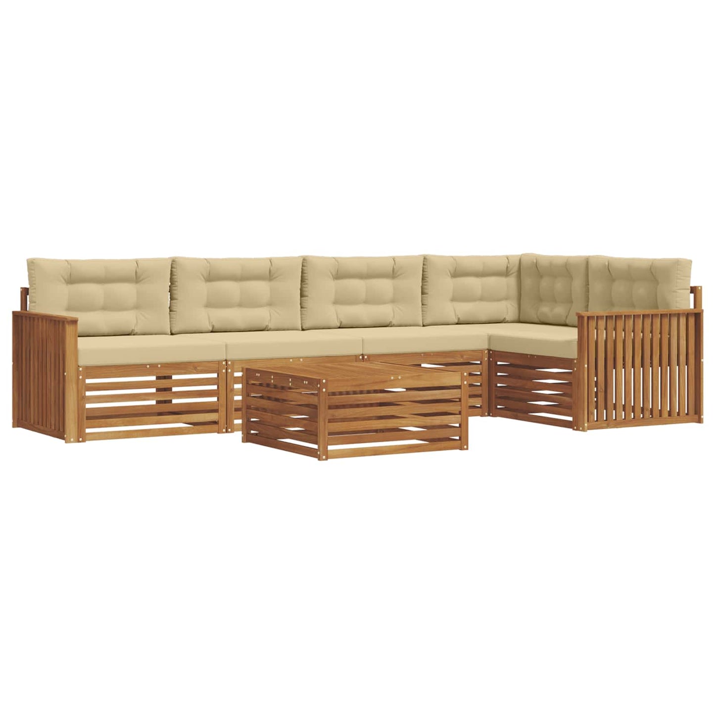 vidaXL Σειρά Καναπέ Εξωτερικού με μαξιλάρι 6 pcs Φυσικό και Μπεζ