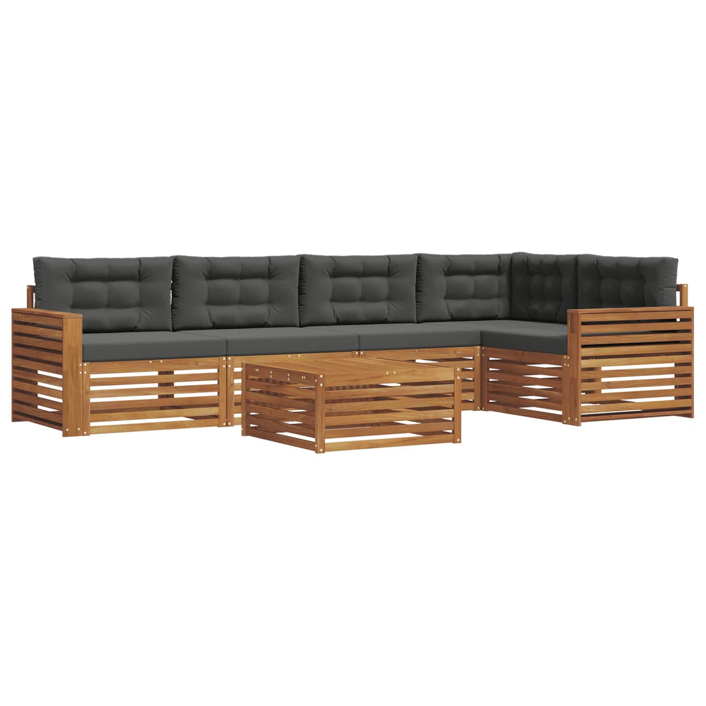 vidaXL Σειρά Καναπέ Εξωτερικού με μαξιλάρι 6 pcs Φυσικό και Ανθρακί