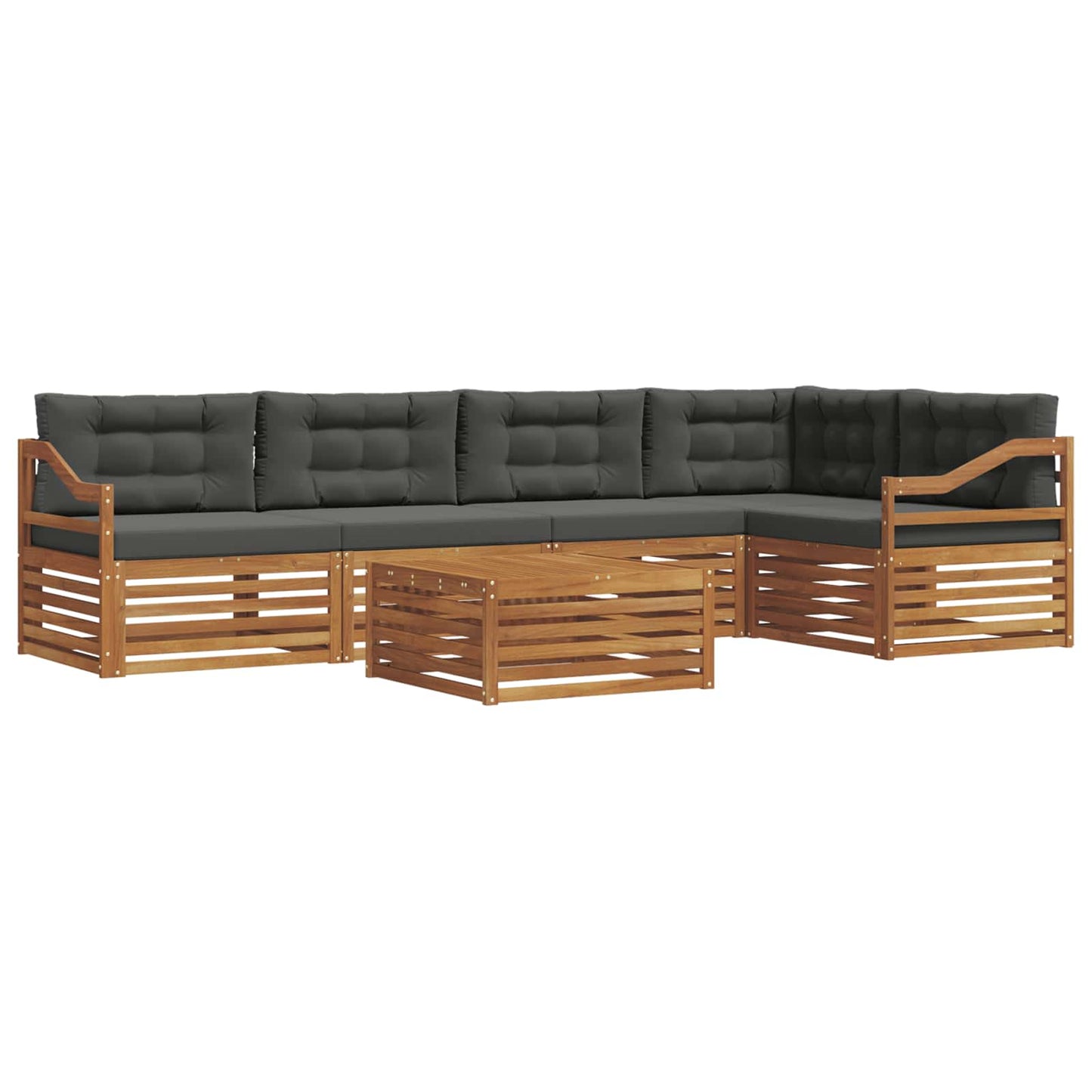 vidaXL Σειρά Καναπέ Εξωτερικού με μαξιλάρι 6 pcs Φυσικό και Ανθρακί