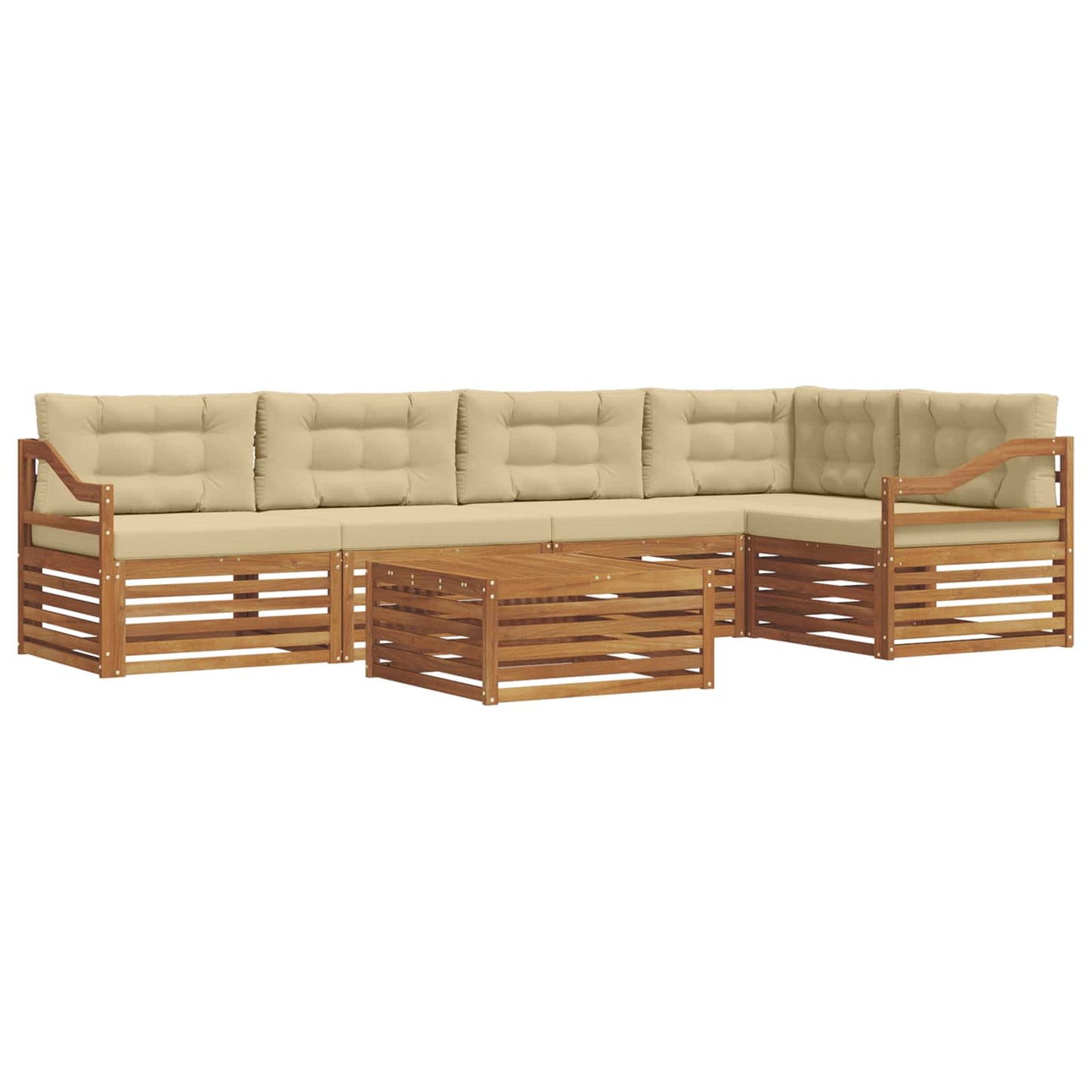 vidaXL Σειρά Καναπέ Εξωτερικού με μαξιλάρι 6 pcs Φυσικό και Μπεζ
