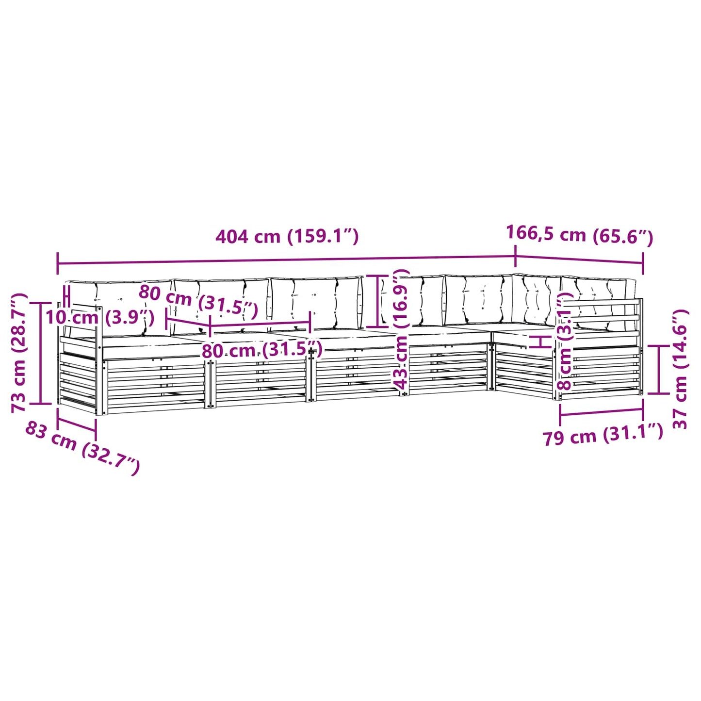 vidaXL Σειρά Καναπέ Εξωτερικού με μαξιλάρι 6 pcs Φυσικό και Κρέμα