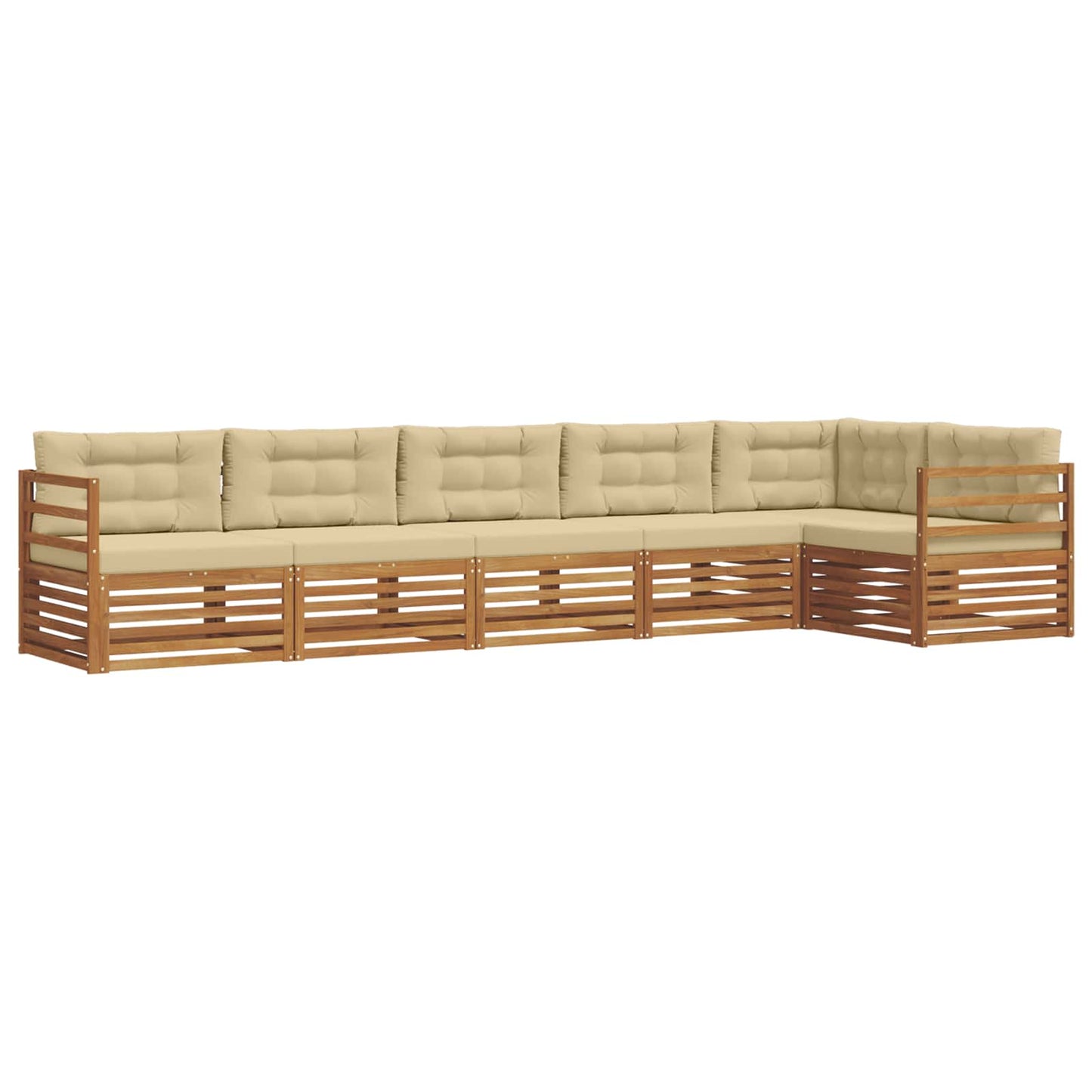 vidaXL Σειρά Καναπέ Εξωτερικού με μαξιλάρι 6 pcs Φυσικό και Μπεζ