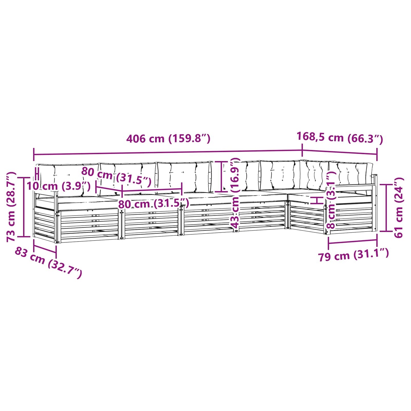 vidaXL Σειρά Καναπέ Εξωτερικού 6 pcs Φυσικό και Ανοιχτό Γκρι