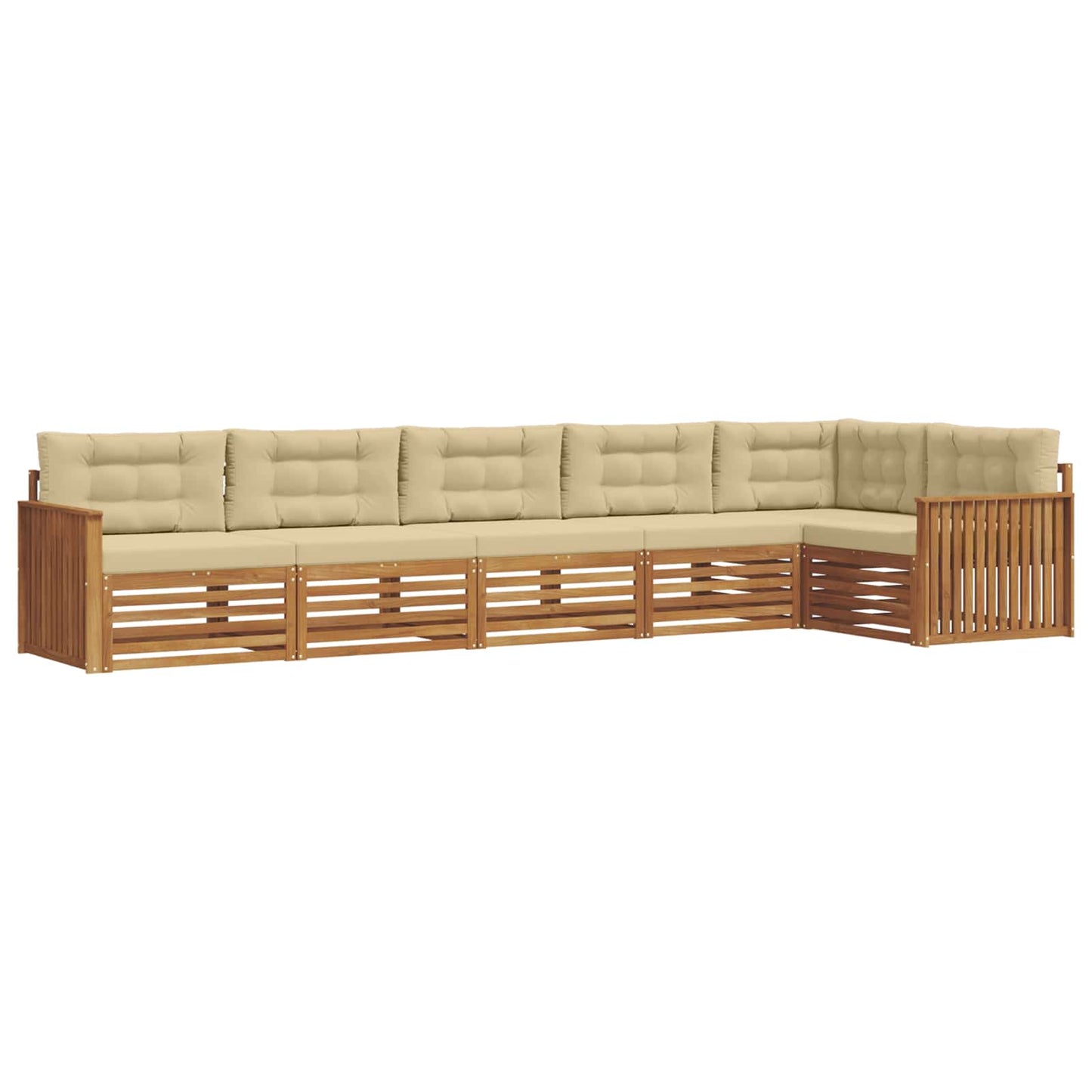 vidaXL Σειρά Καναπέ Εξωτερικού με μαξιλάρι 6 pcs Φυσικό και Μπεζ