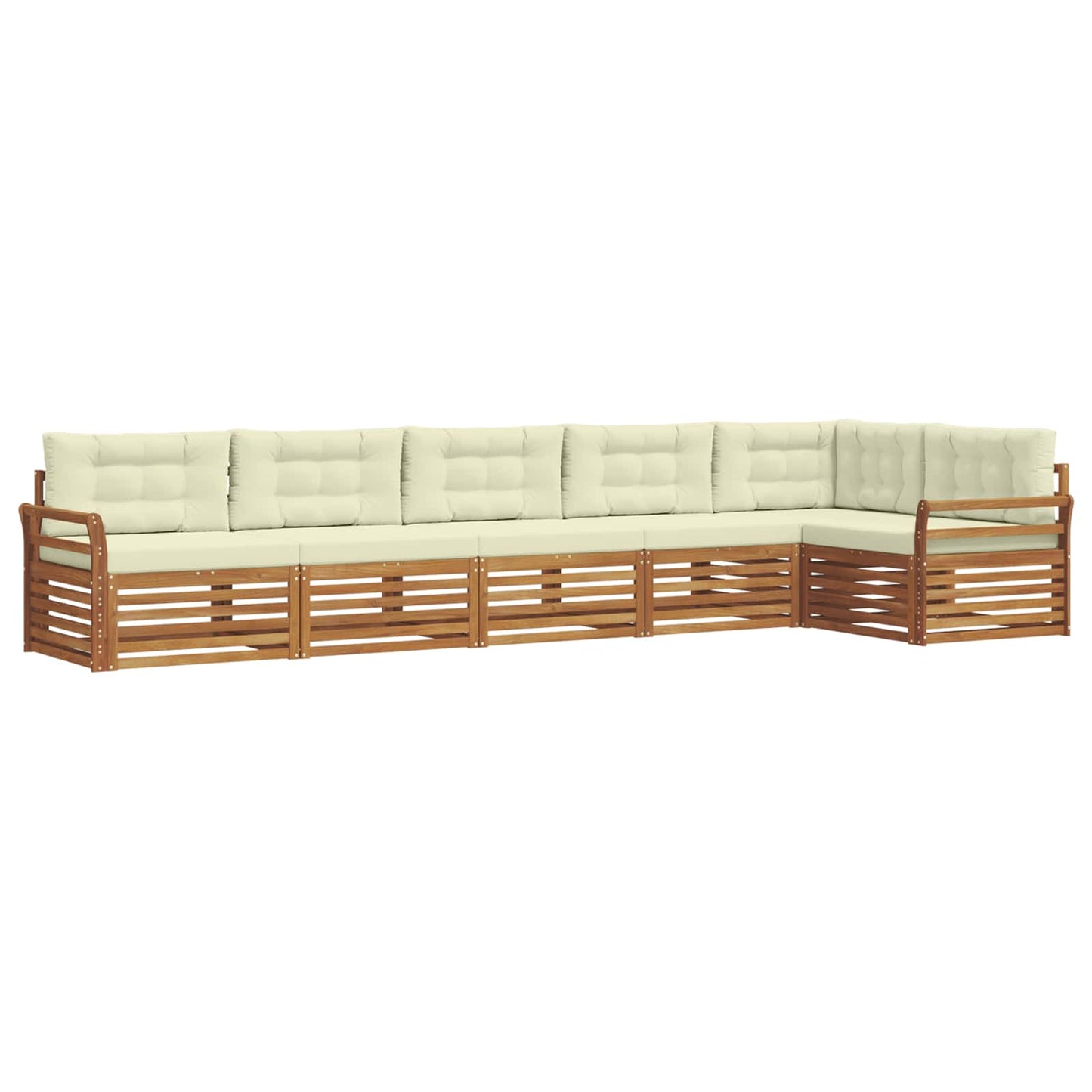 vidaXL Σειρά Καναπέ Εξωτερικού με μαξιλάρι 6 pcs Φυσικό και Κρέμα