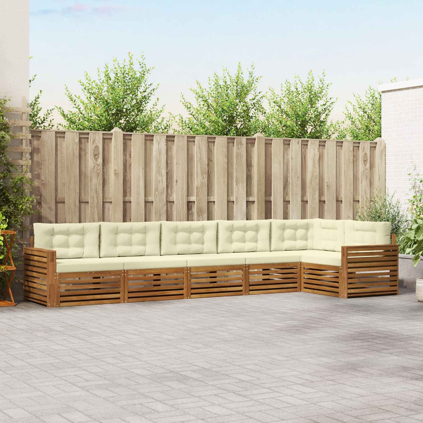 vidaXL Σειρά Καναπέ Εξωτερικού με μαξιλάρι 6 pcs Φυσικό και Κρέμα