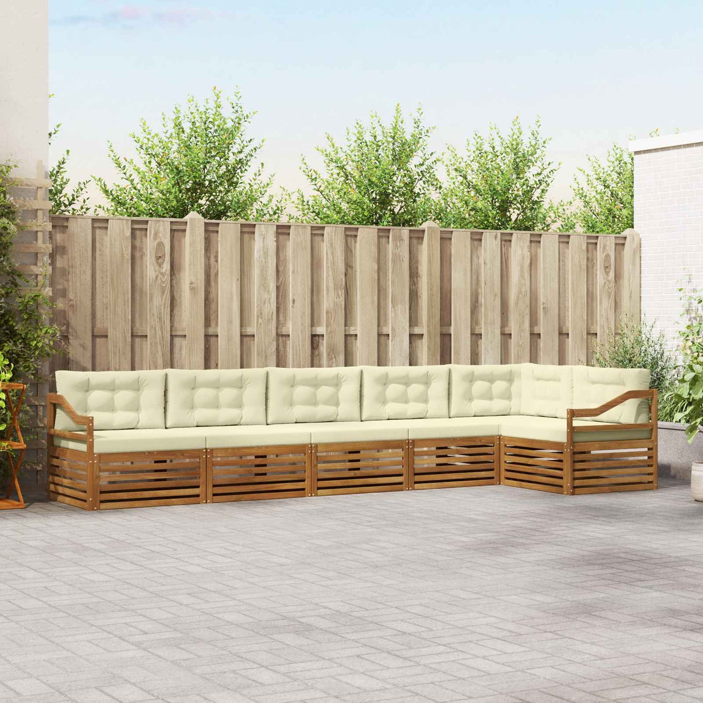 vidaXL Σειρά Καναπέ Εξωτερικού με μαξιλάρι 6 pcs Φυσικό και Κρέμα