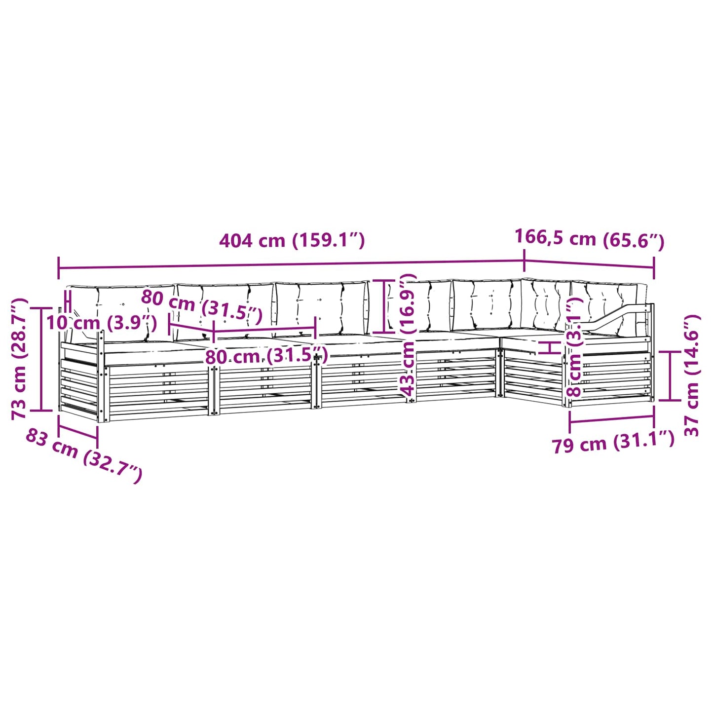 vidaXL Σειρά Καναπέ Εξωτερικού με μαξιλάρι 6 pcs Φυσικό και Κρέμα