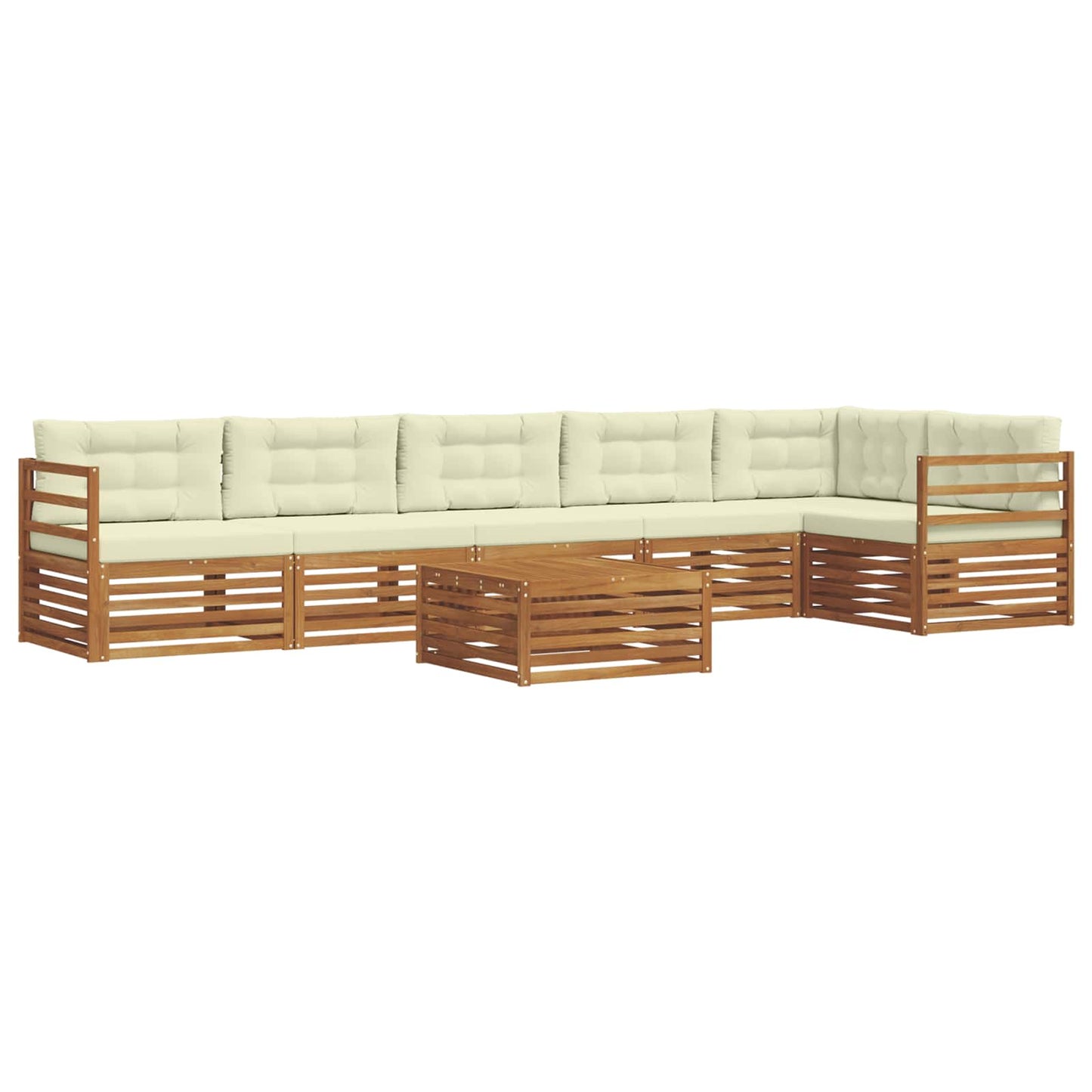 vidaXL Σειρά Καναπέ Εξωτερικού με μαξιλάρι 7 pcs Φυσικό και Κρέμα