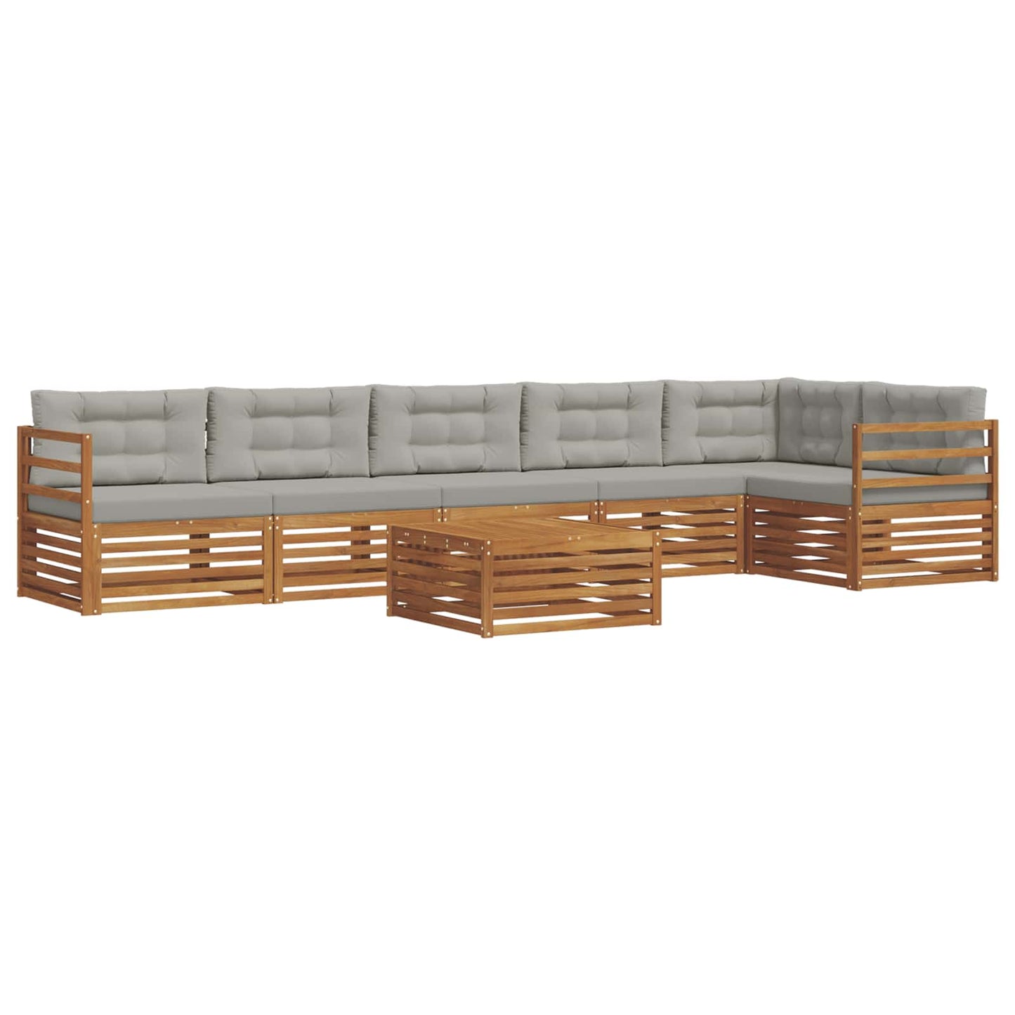 vidaXL Σειρά Καναπέ Εξωτερικού 7 pcs Φυσικό και Ανοιχτό Γκρι