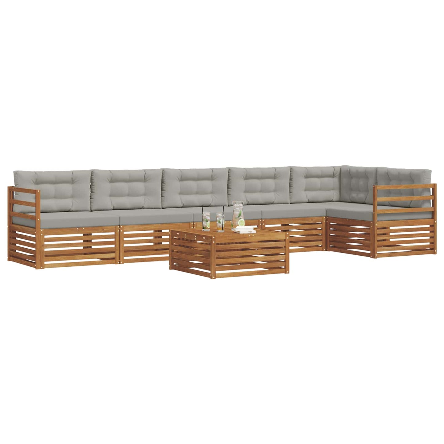 vidaXL Σειρά Καναπέ Εξωτερικού 7 pcs Φυσικό και Ανοιχτό Γκρι