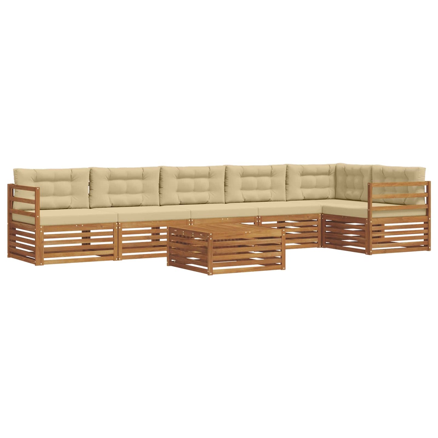 vidaXL Σειρά Καναπέ Εξωτερικού με μαξιλάρι 7 pcs Φυσικό και Μπεζ