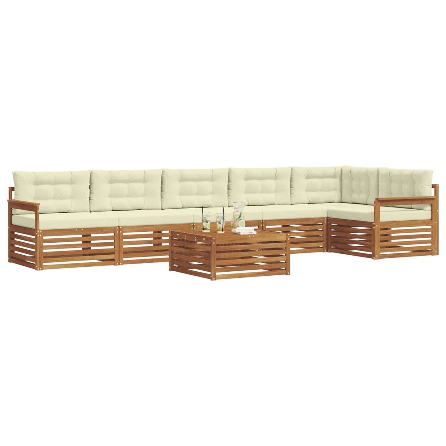 vidaXL Σειρά Καναπέ Εξωτερικού με μαξιλάρι 7 pcs Φυσικό και Κρέμα