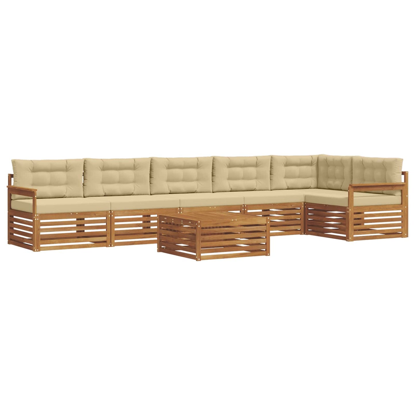 vidaXL Σειρά Καναπέ Εξωτερικού με μαξιλάρι 7 pcs Φυσικό και Μπεζ