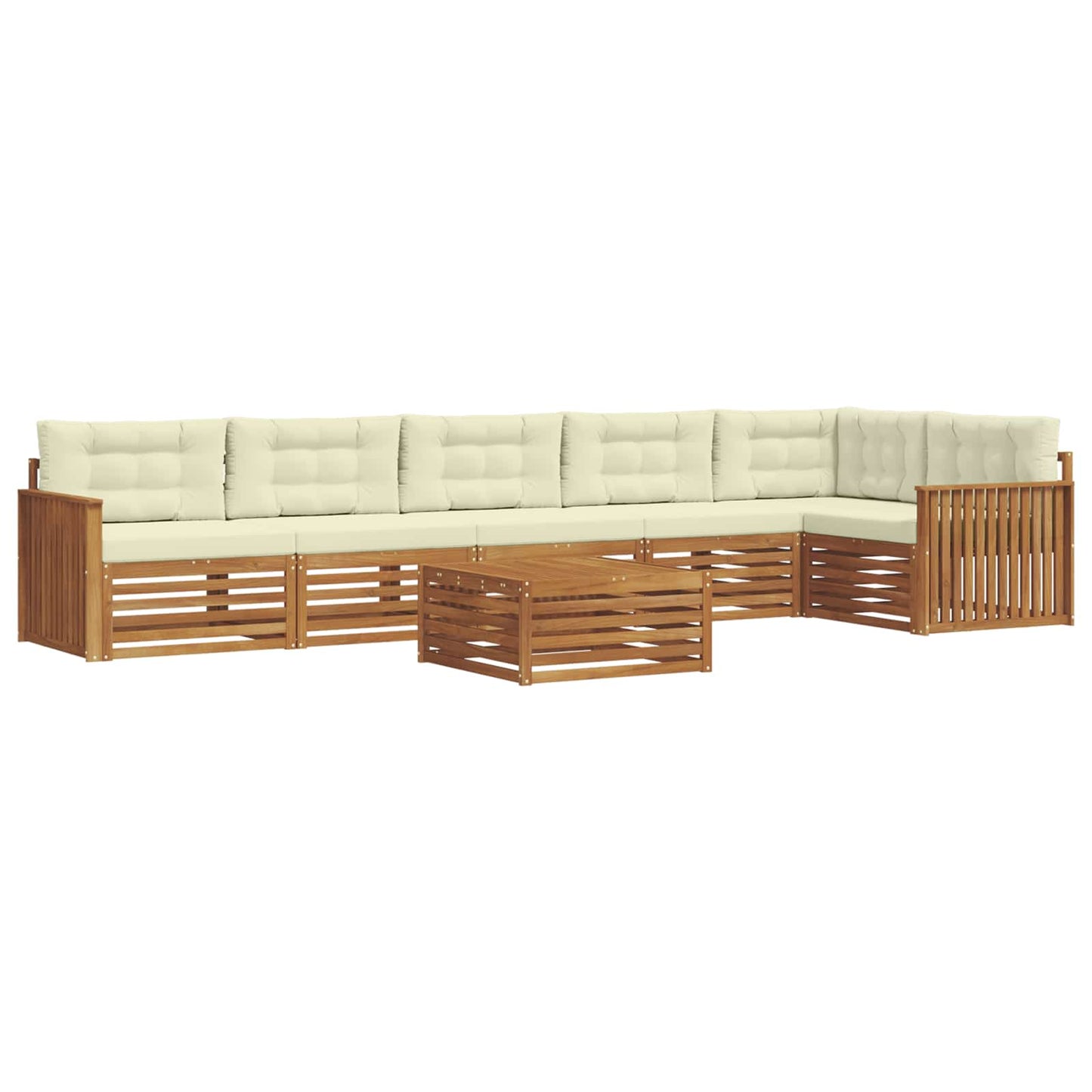 vidaXL Σειρά Καναπέ Εξωτερικού με μαξιλάρι 7 pcs Φυσικό και Κρέμα