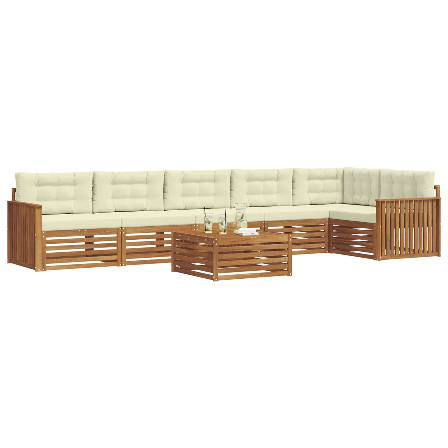 vidaXL Σειρά Καναπέ Εξωτερικού με μαξιλάρι 7 pcs Φυσικό και Κρέμα