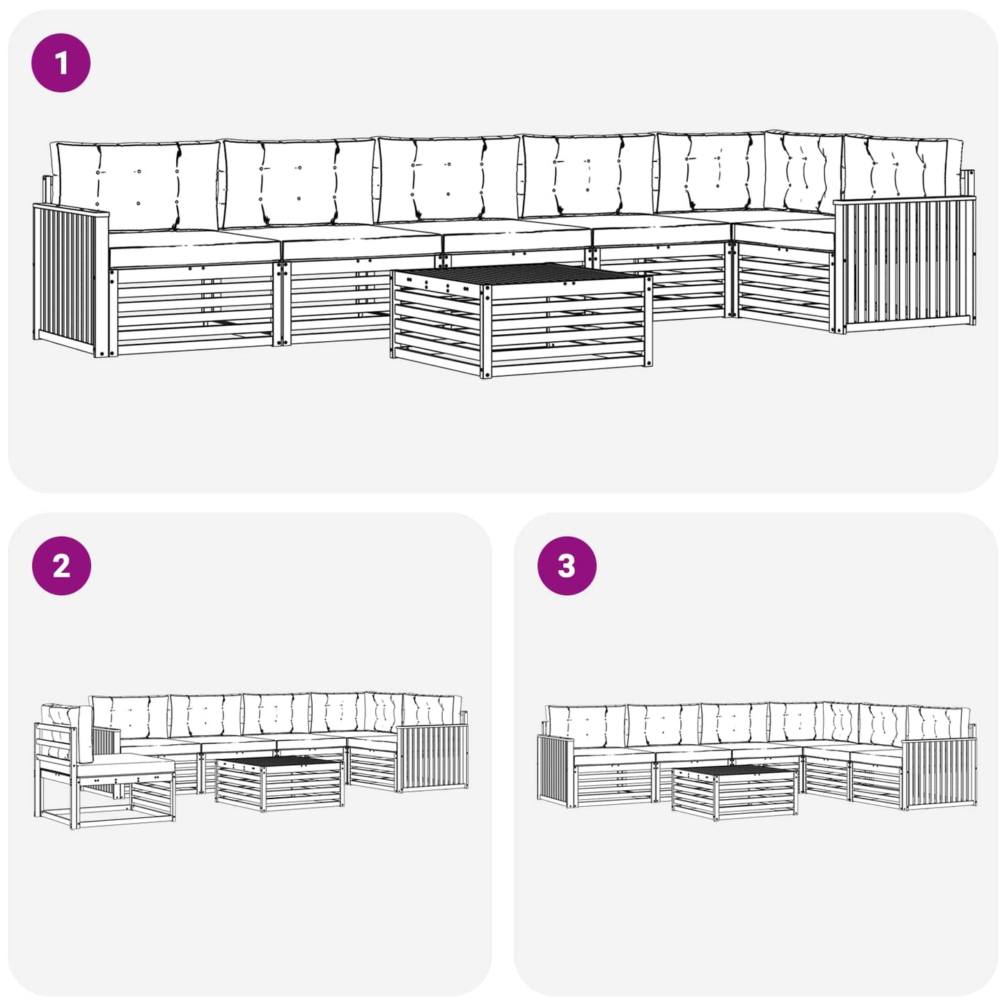 vidaXL Σειρά Καναπέ Εξωτερικού με μαξιλάρι 7 pcs Φυσικό και Κρέμα