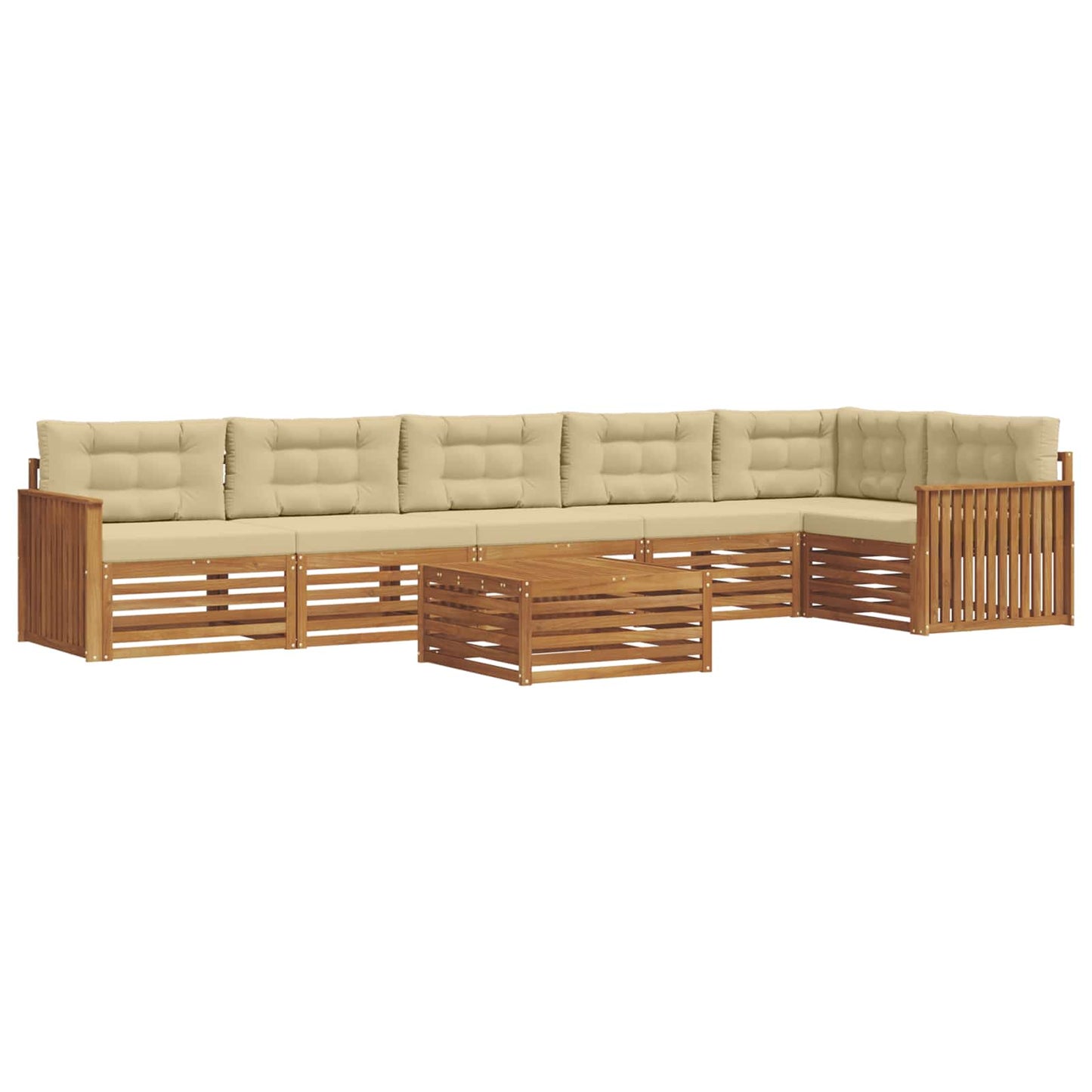 vidaXL Σειρά Καναπέ Εξωτερικού με μαξιλάρι 7 pcs Φυσικό και Μπεζ