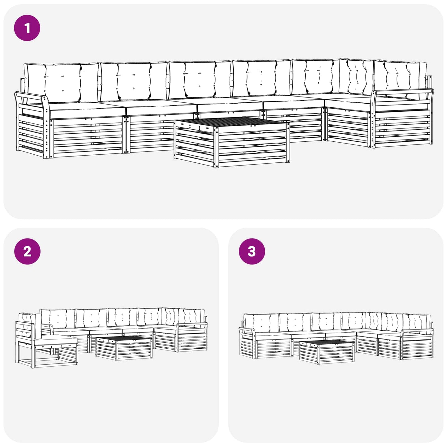 vidaXL Σειρά Καναπέ Εξωτερικού με μαξιλάρι 7 pcs Φυσικό και Κρέμα