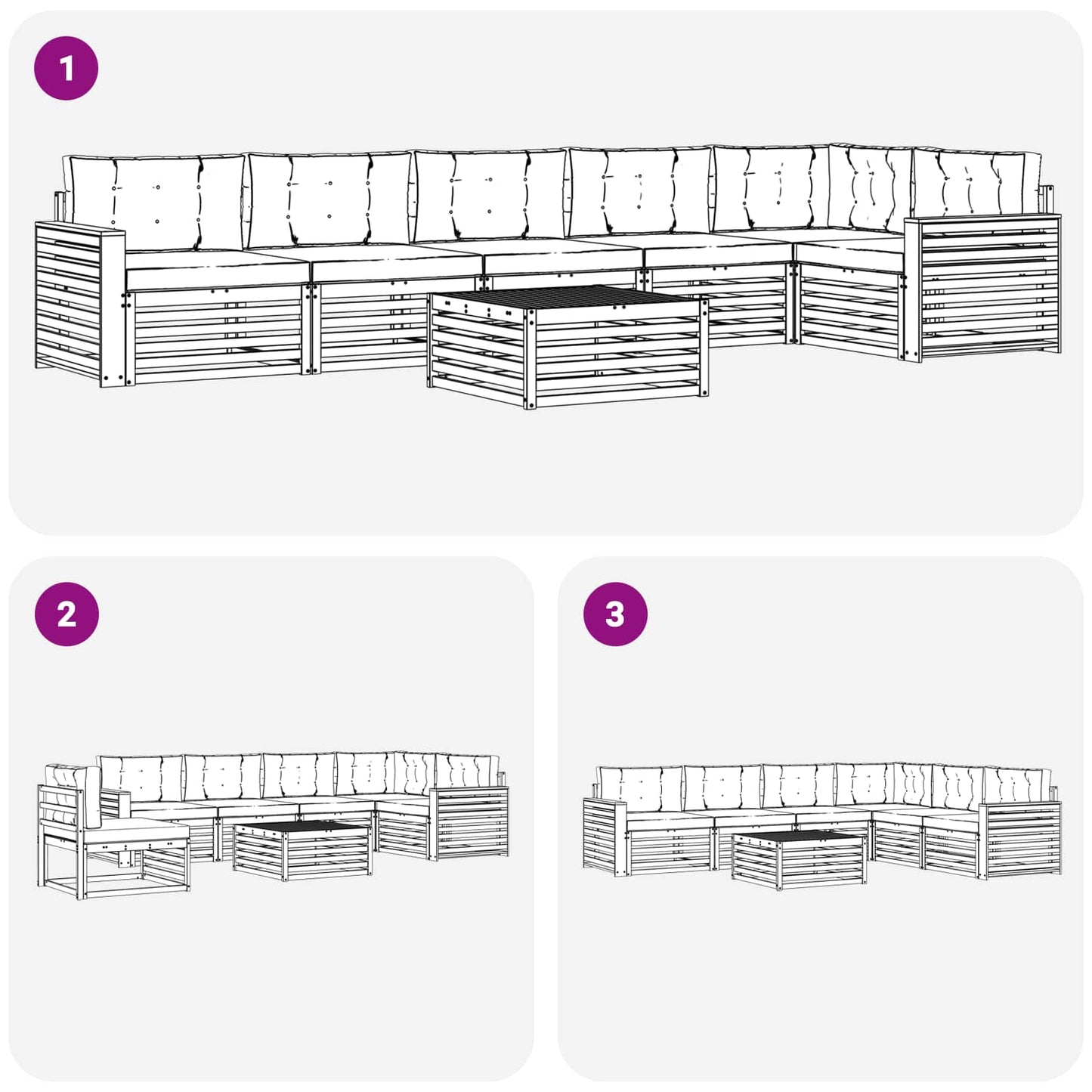 vidaXL Σειρά Καναπέ Εξωτερικού με μαξιλάρι 7 pcs Φυσικό και Κρέμα