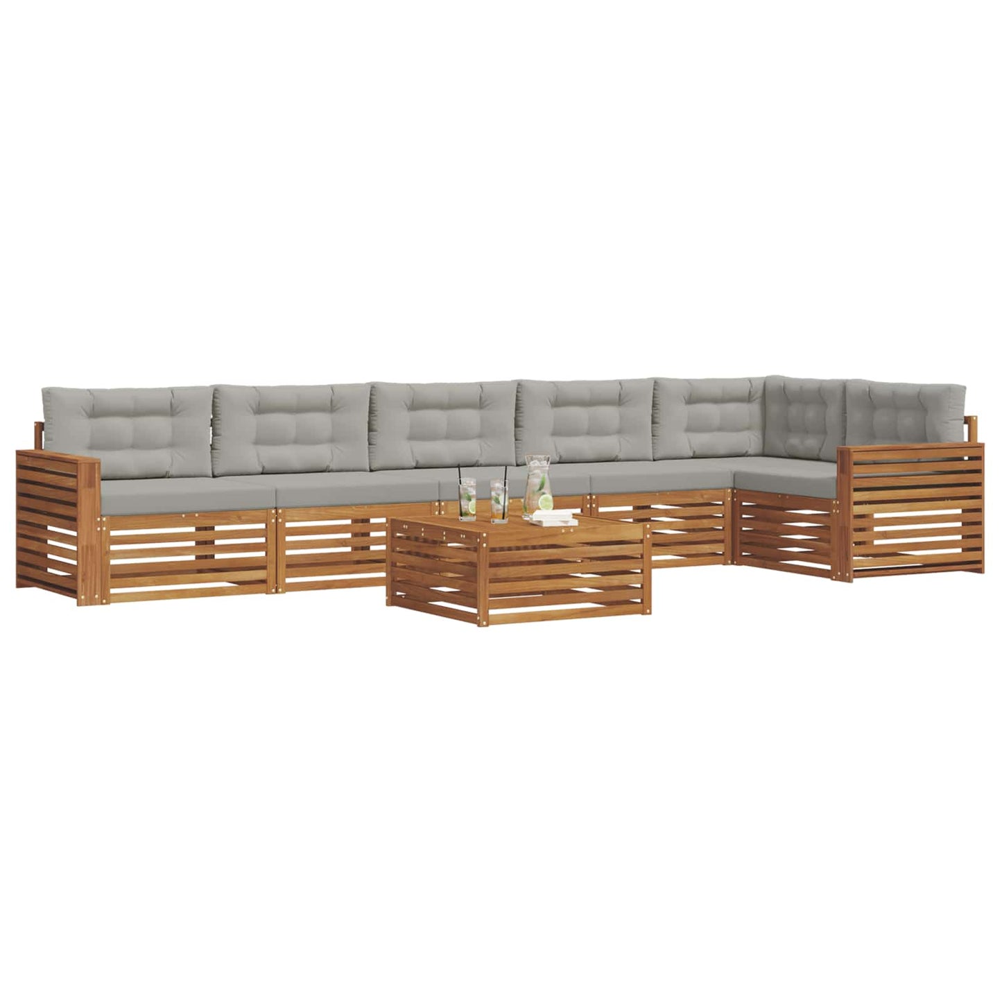 vidaXL Σειρά Καναπέ Εξωτερικού 7 pcs Φυσικό και Ανοιχτό Γκρι