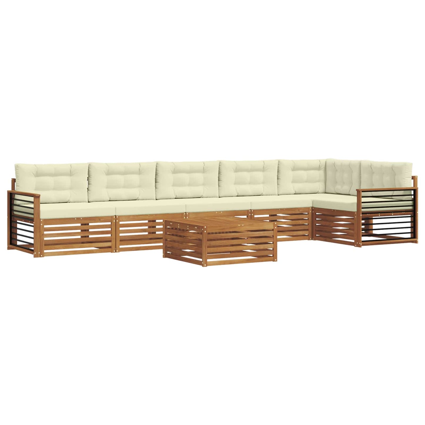 vidaXL Σειρά Καναπέ Εξωτερικού με μαξιλάρι 7 pcs Φυσικό και Κρέμα